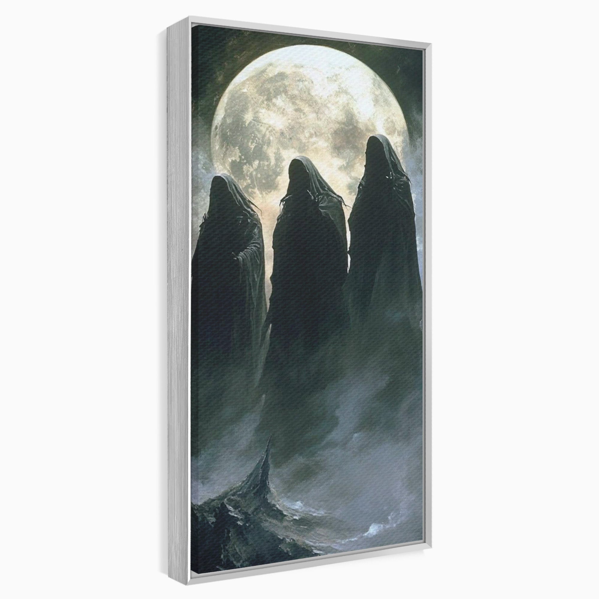 Tablou Canvas Premium LuxCanva® PI1151, Umbre Sub Luna Plina, Fantasy, Cavaleri, Negru, Noapte, Dormitor, Culori Vibrante