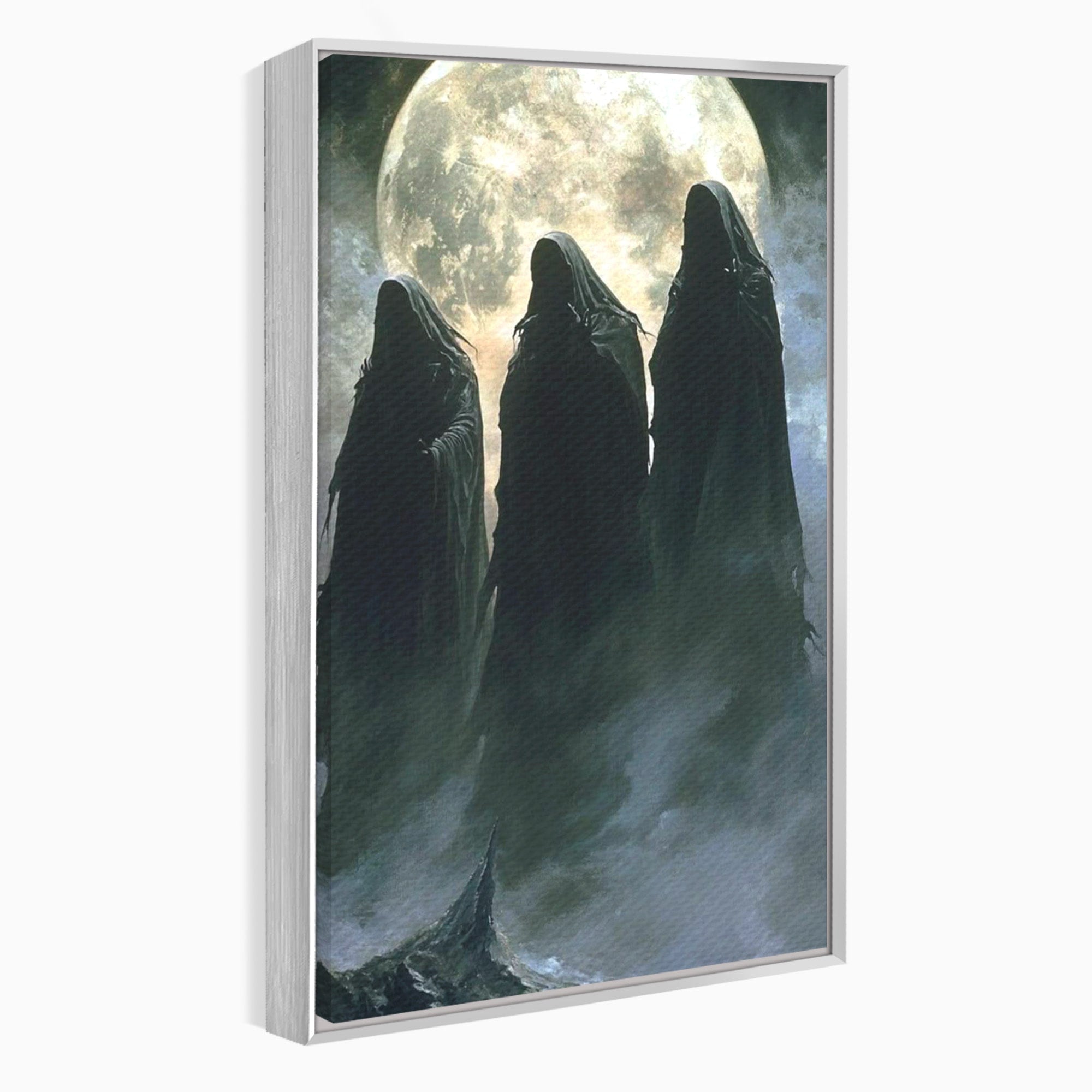 Tablou Canvas Premium LuxCanva® PI1151, Umbre Sub Luna Plina, Fantasy, Cavaleri, Negru, Noapte, Dormitor, Culori Vibrante