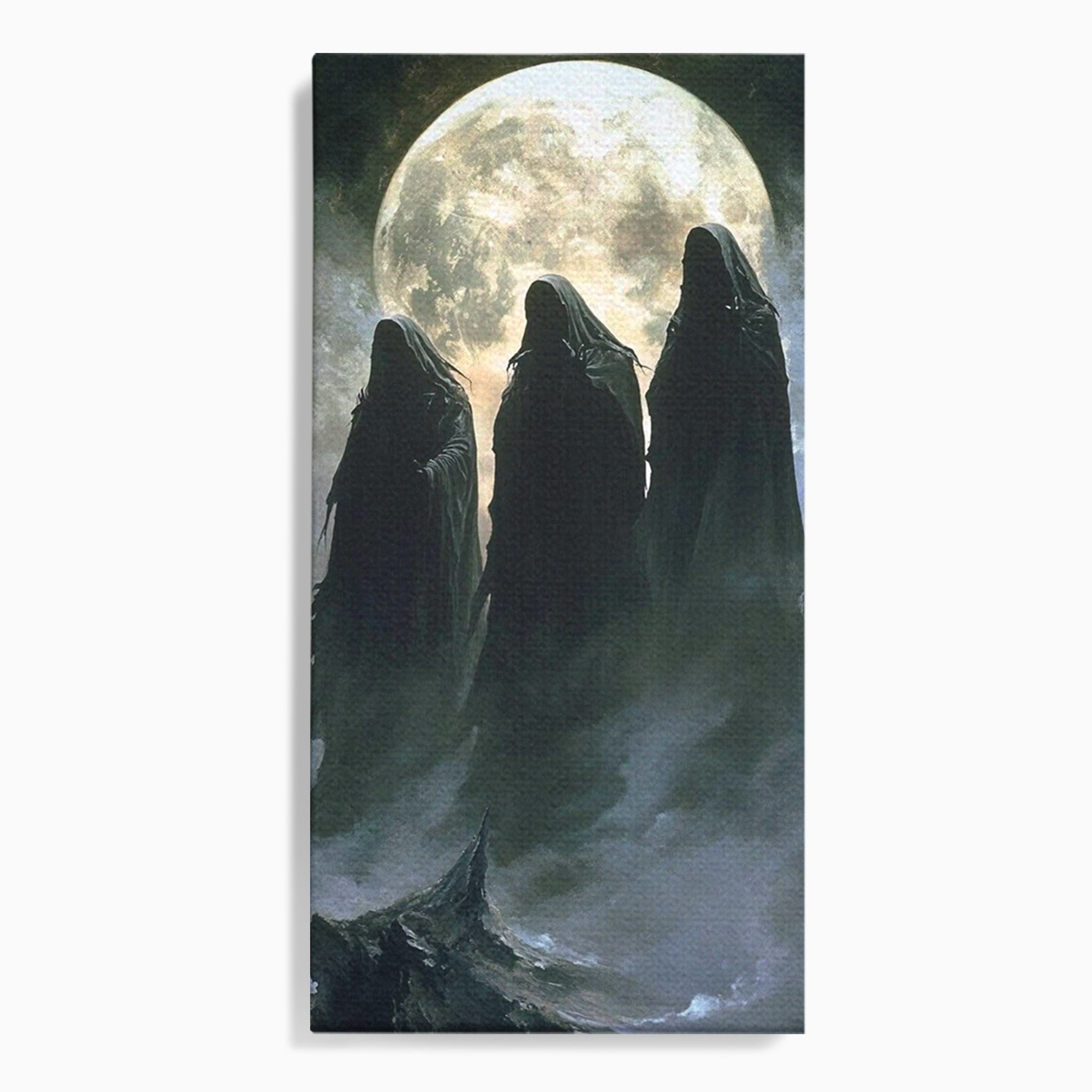 Tablou Canvas Premium LuxCanva® PI1151, Umbre Sub Luna Plina, Fantasy, Cavaleri, Negru, Noapte, Dormitor, Culori Vibrante
