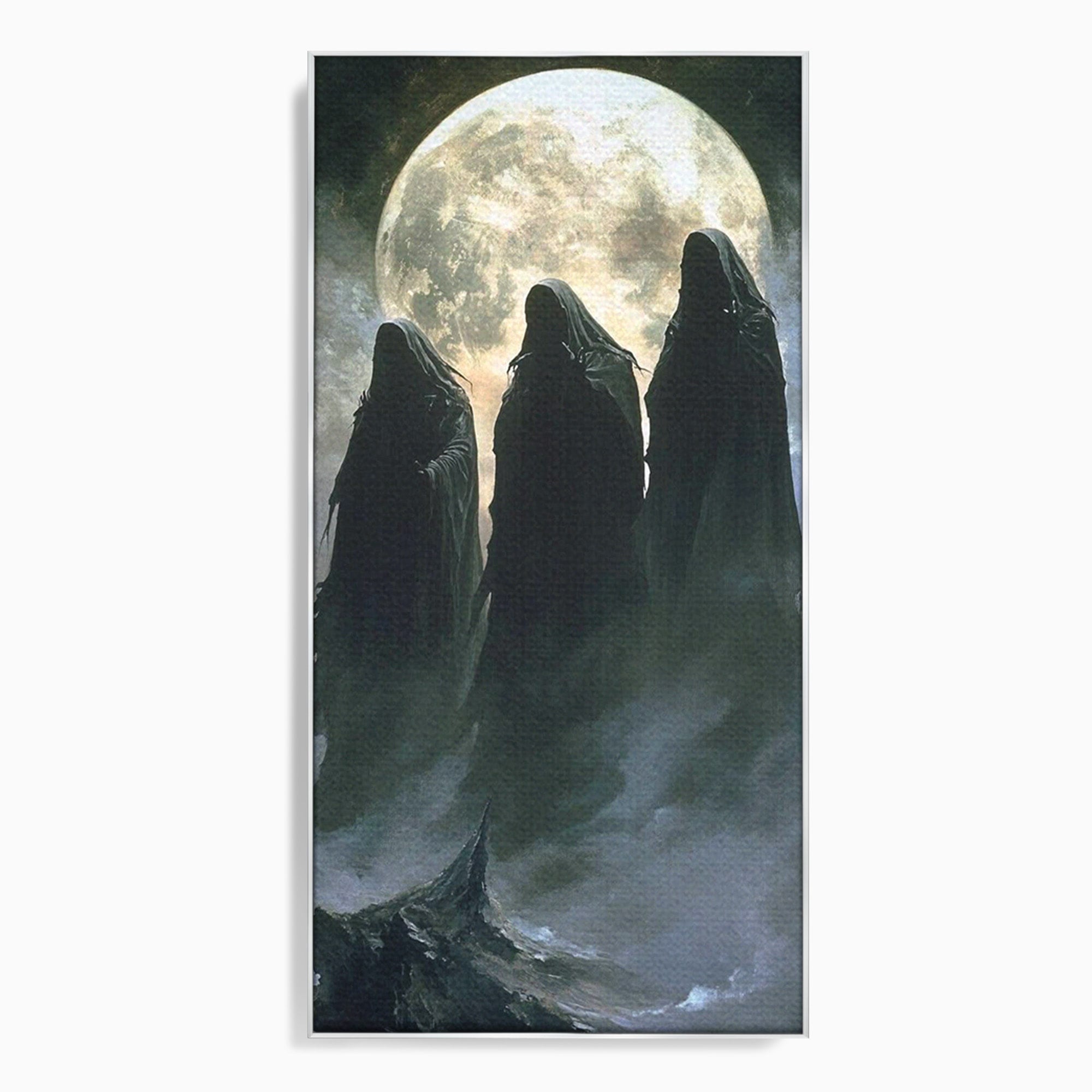 Tablou Canvas Premium LuxCanva® PI1151, Umbre Sub Luna Plina, Fantasy, Cavaleri, Negru, Noapte, Dormitor, Culori Vibrante