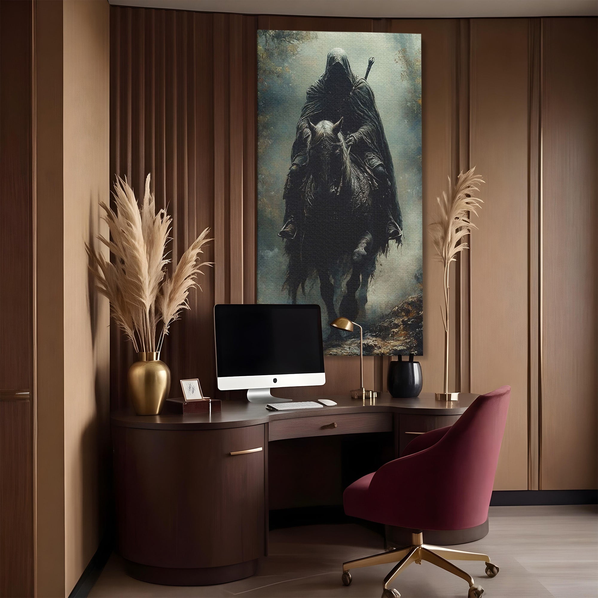 Tablou Canvas Premium LuxCanva® PI1152, Calaretul Misterios, Cavaler, Cal, Fantezie, Mister, Aventura, Living, Culori Vibrante