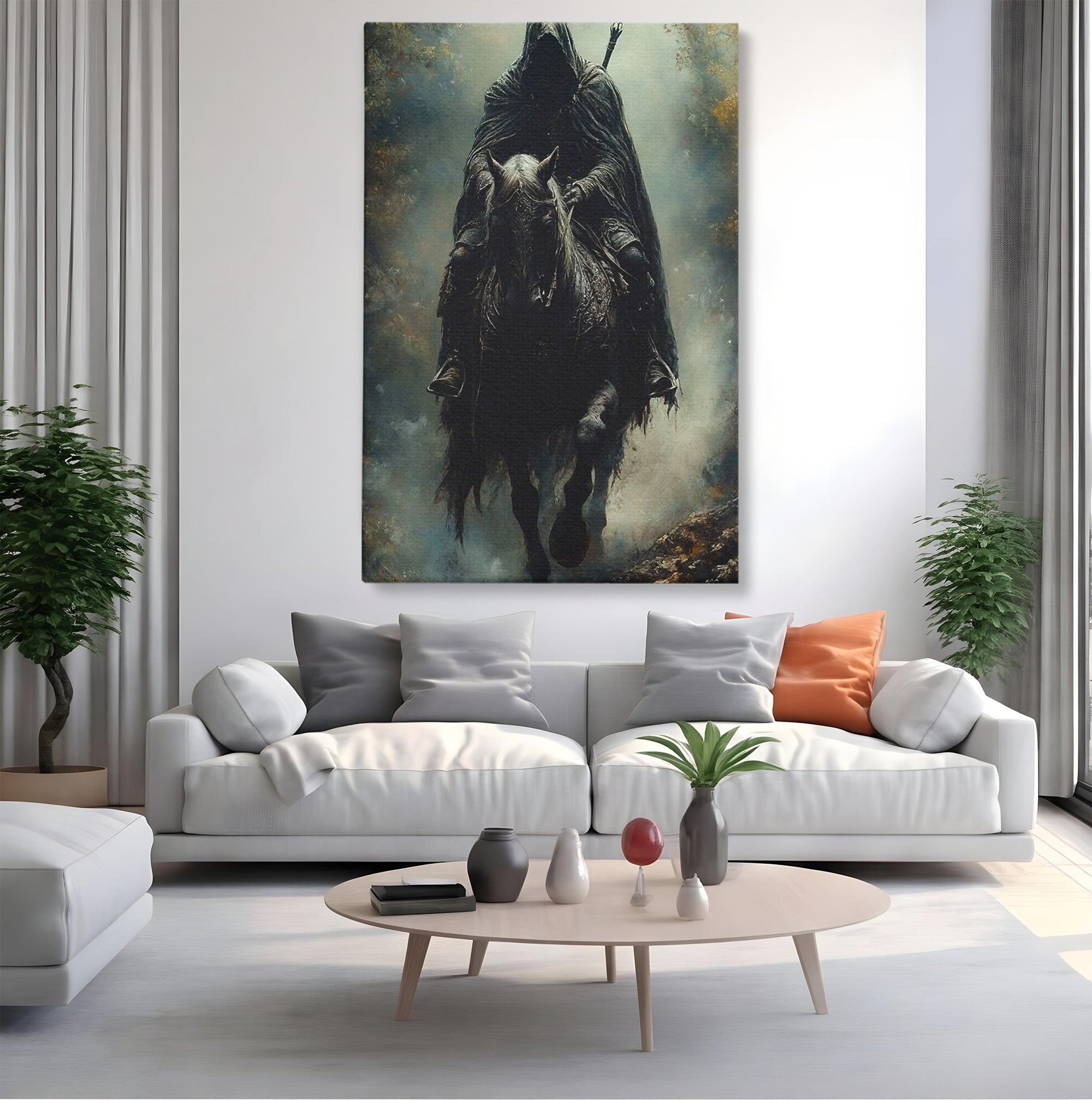Tablou Canvas Premium LuxCanva® PI1152, Calaretul Misterios, Cavaler, Cal, Fantezie, Mister, Aventura, Living, Culori Vibrante