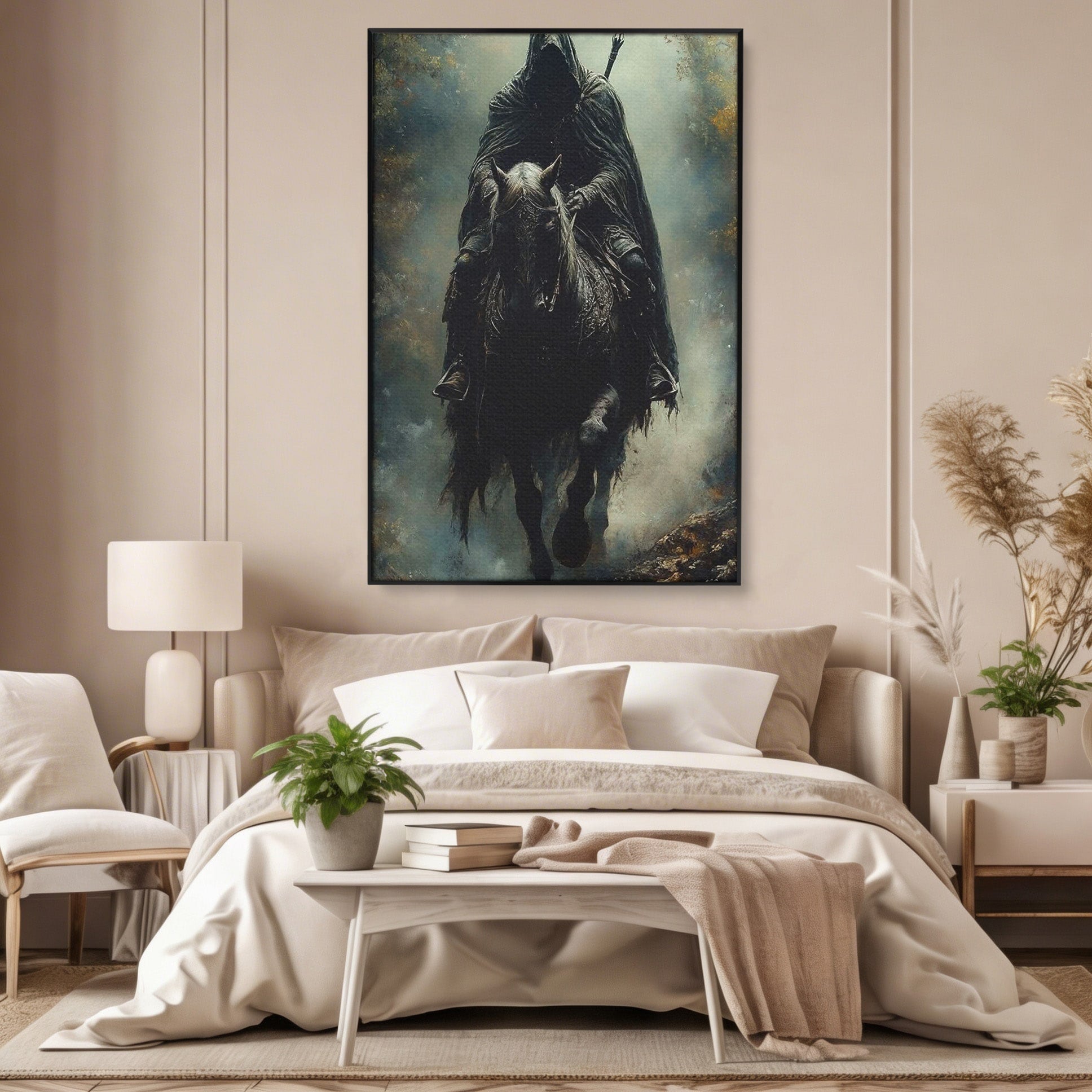 Tablou Canvas Premium LuxCanva® PI1152, Calaretul Misterios, Cavaler, Cal, Fantezie, Mister, Aventura, Living, Culori Vibrante