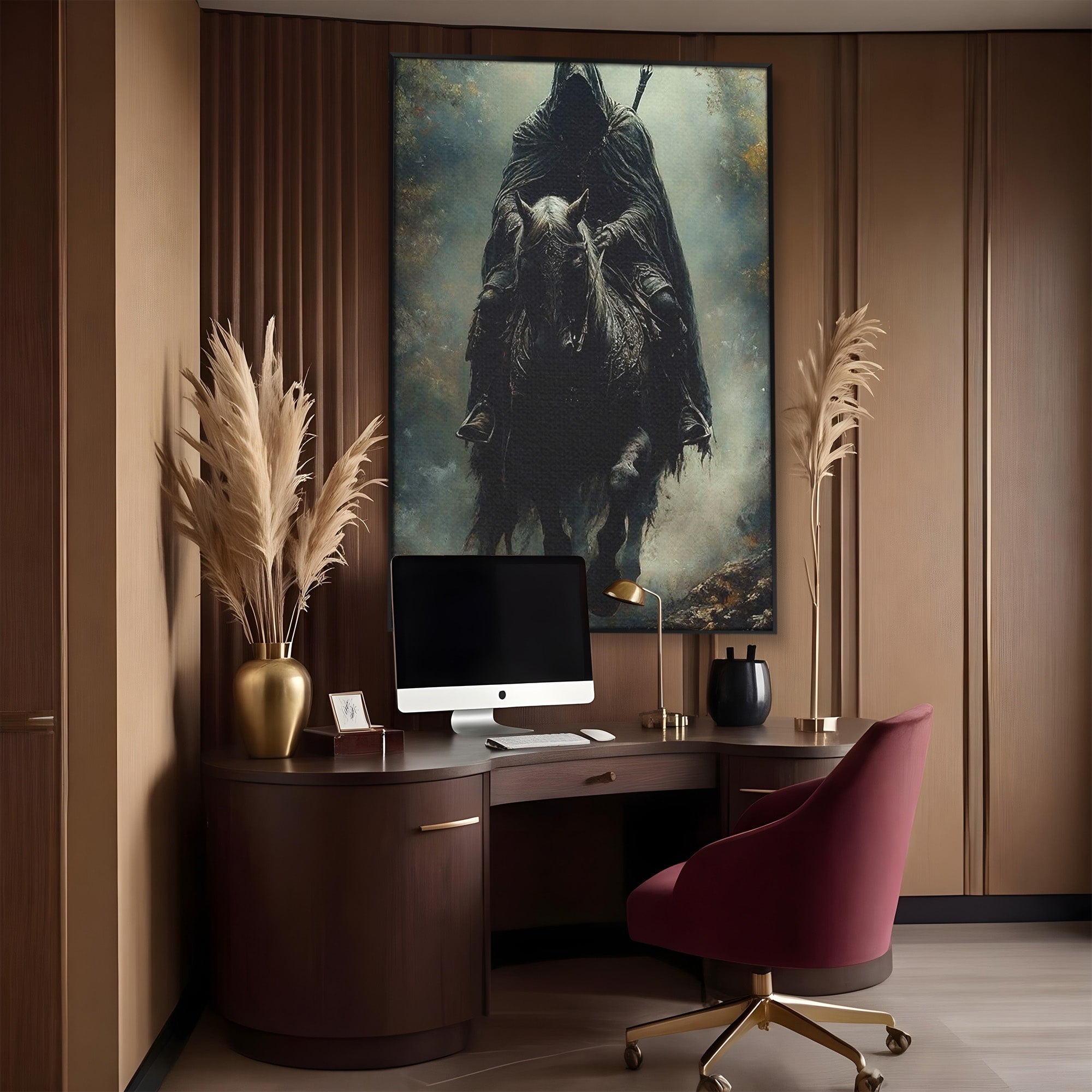 Tablou Canvas Premium LuxCanva® PI1152, Calaretul Misterios, Cavaler, Cal, Fantezie, Mister, Aventura, Living, Culori Vibrante