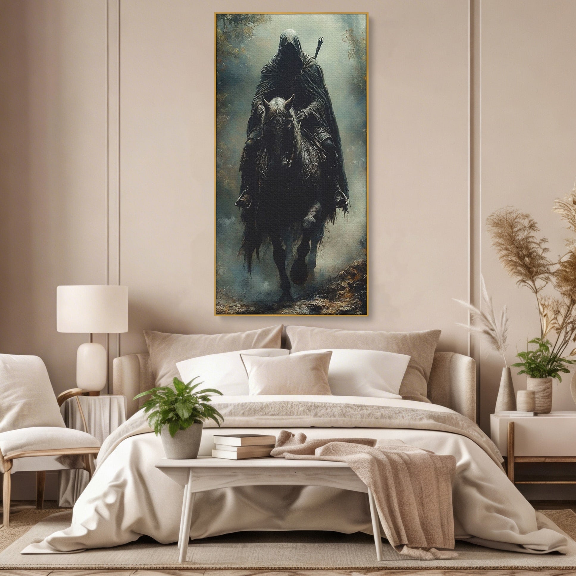 Tablou Canvas Premium LuxCanva® PI1152, Calaretul Misterios, Cavaler, Cal, Fantezie, Mister, Aventura, Living, Culori Vibrante