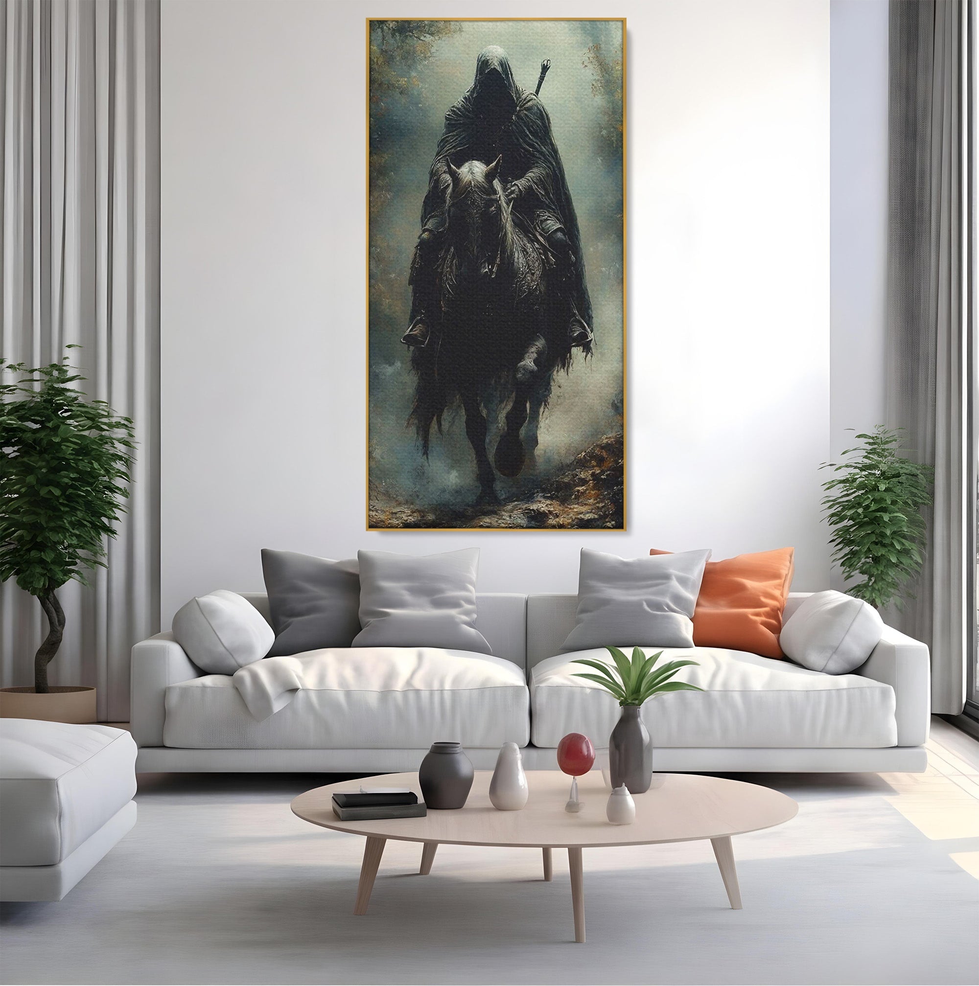 Tablou Canvas Premium LuxCanva® PI1152, Calaretul Misterios, Cavaler, Cal, Fantezie, Mister, Aventura, Living, Culori Vibrante