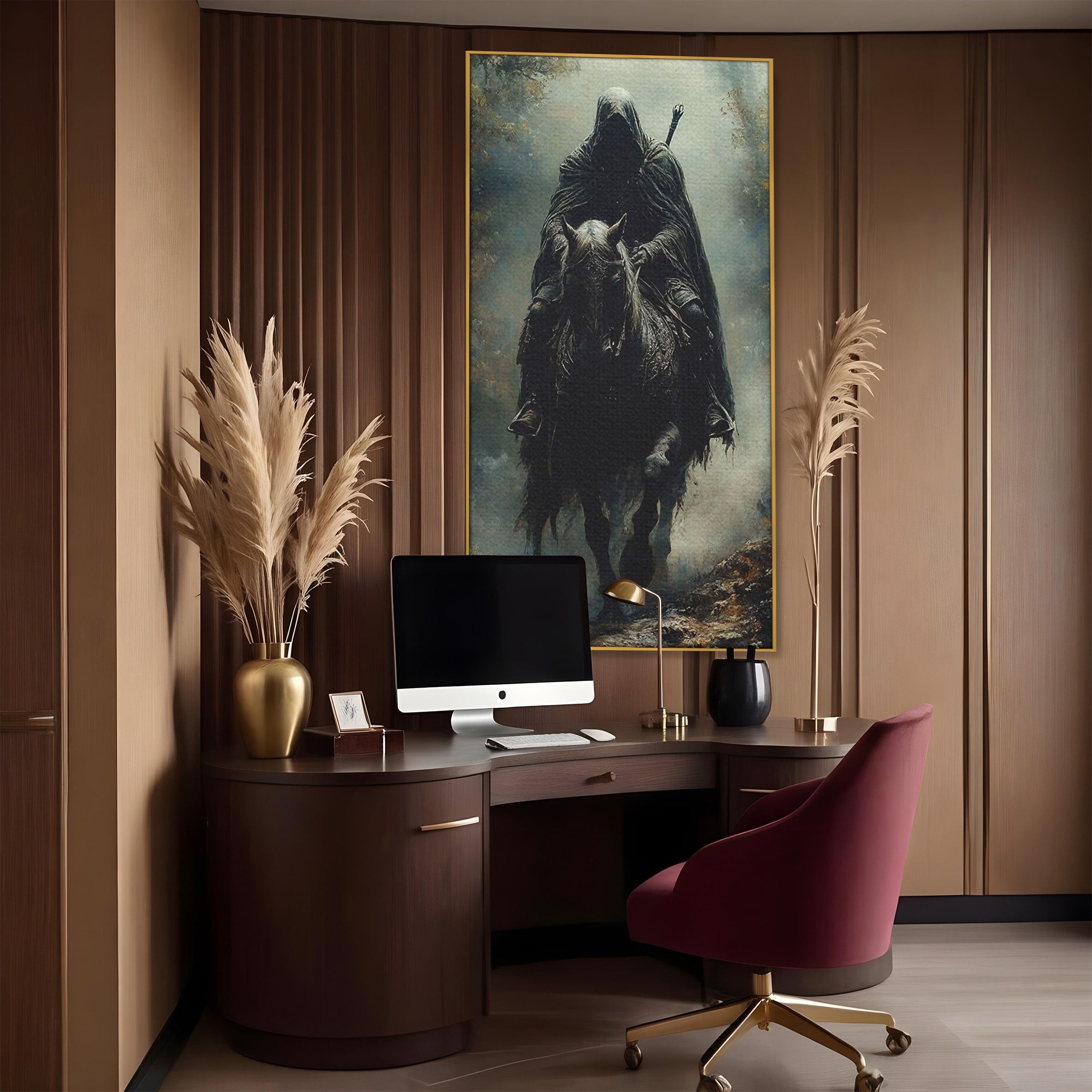Tablou Canvas Premium LuxCanva® PI1152, Calaretul Misterios, Cavaler, Cal, Fantezie, Mister, Aventura, Living, Culori Vibrante