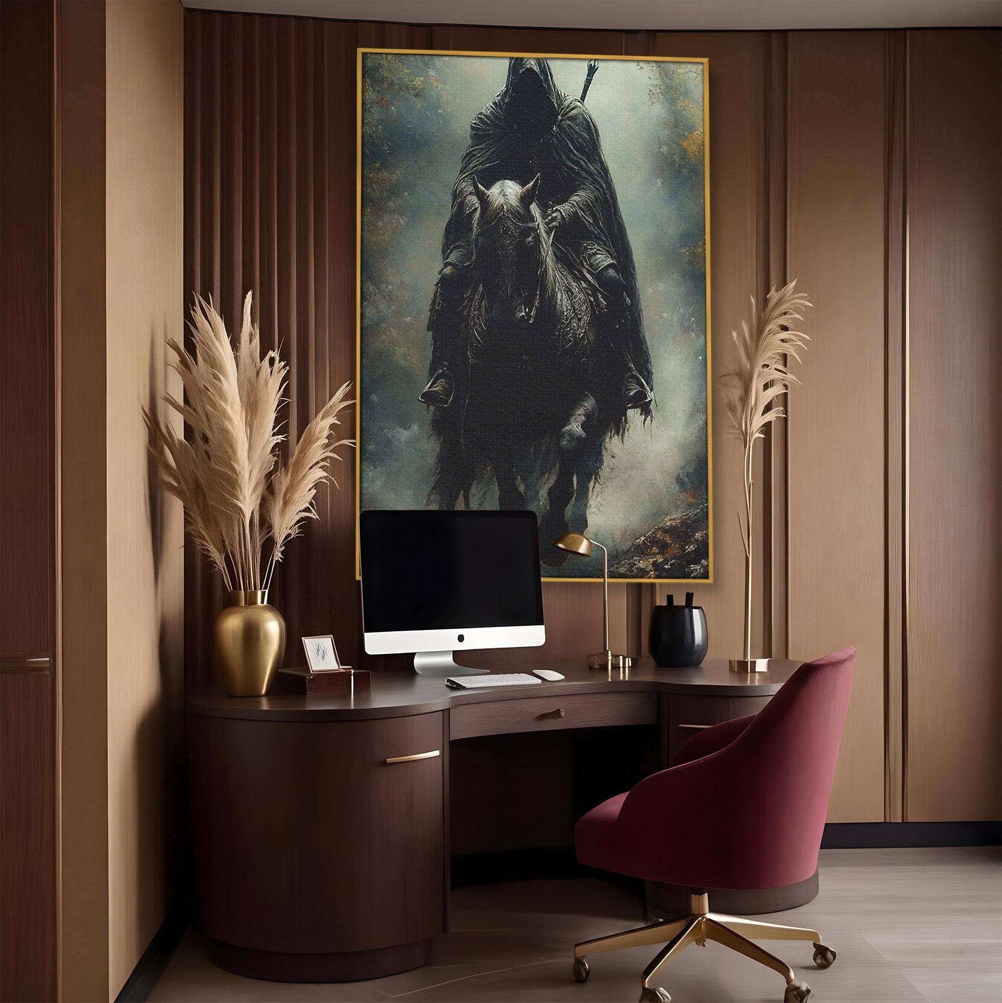 Tablou Canvas Premium LuxCanva® PI1152, Calaretul Misterios, Cavaler, Cal, Fantezie, Mister, Aventura, Living, Culori Vibrante