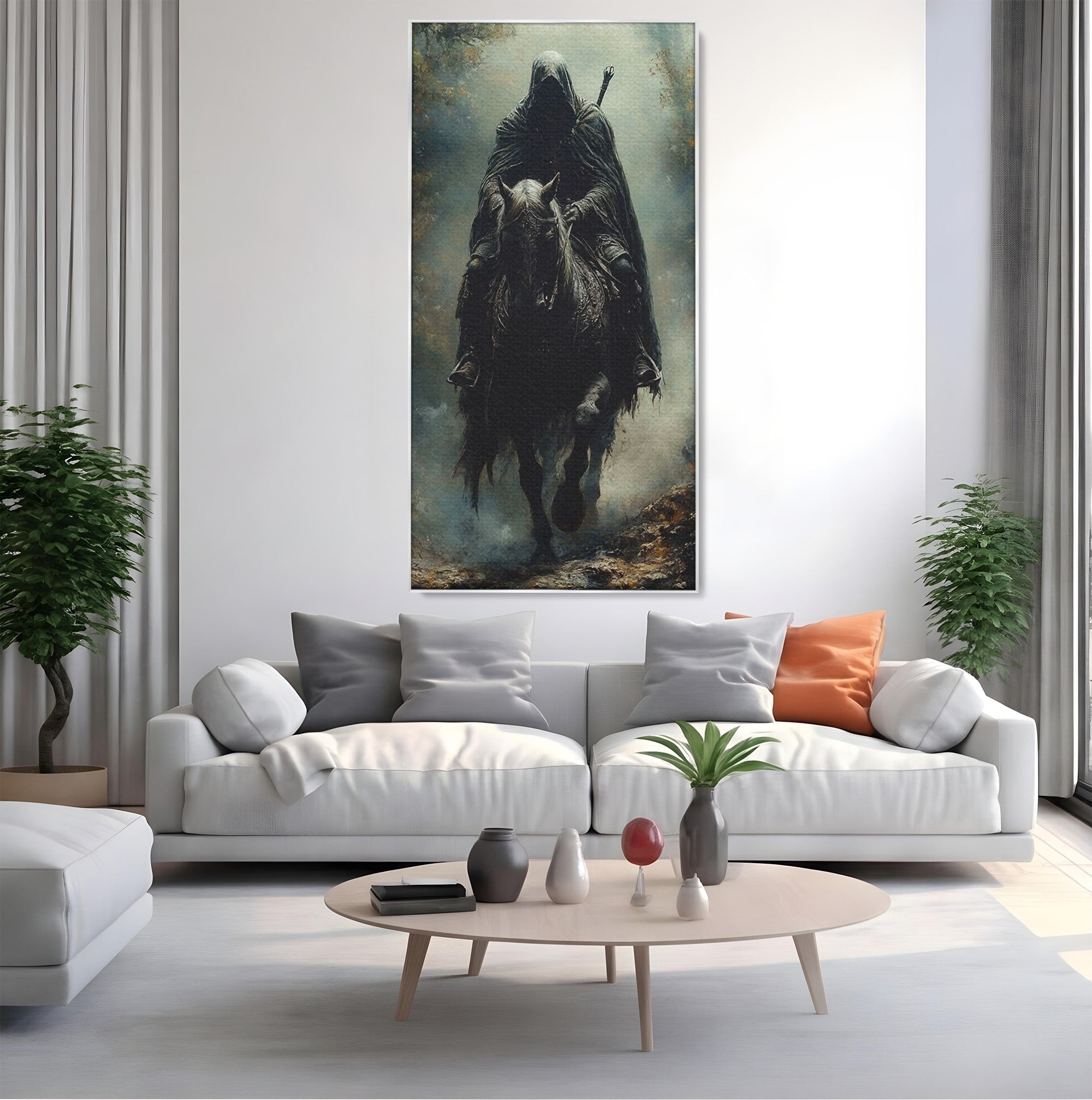 Tablou Canvas Premium LuxCanva® PI1152, Calaretul Misterios, Cavaler, Cal, Fantezie, Mister, Aventura, Living, Culori Vibrante