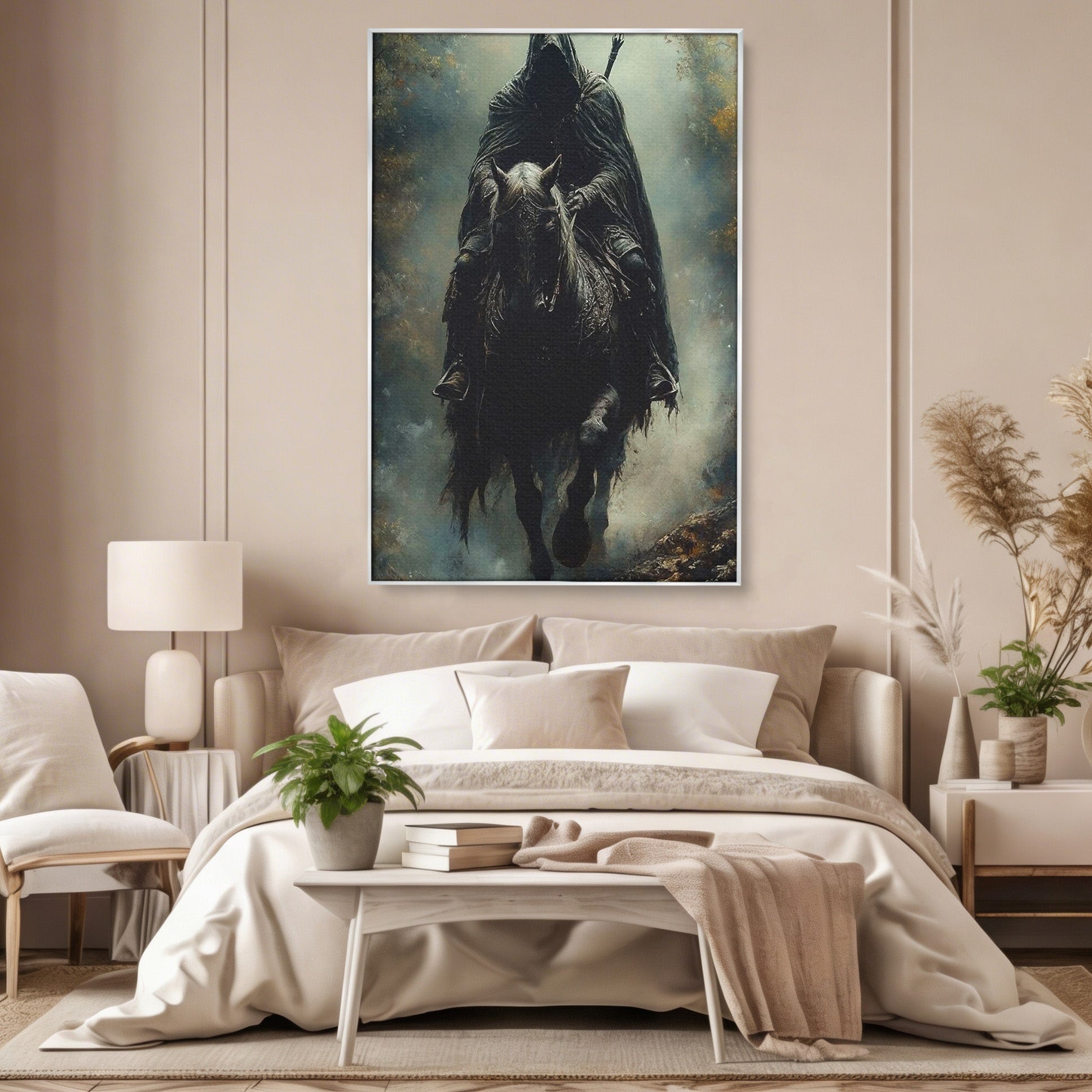 Tablou Canvas Premium LuxCanva® PI1152, Calaretul Misterios, Cavaler, Cal, Fantezie, Mister, Aventura, Living, Culori Vibrante