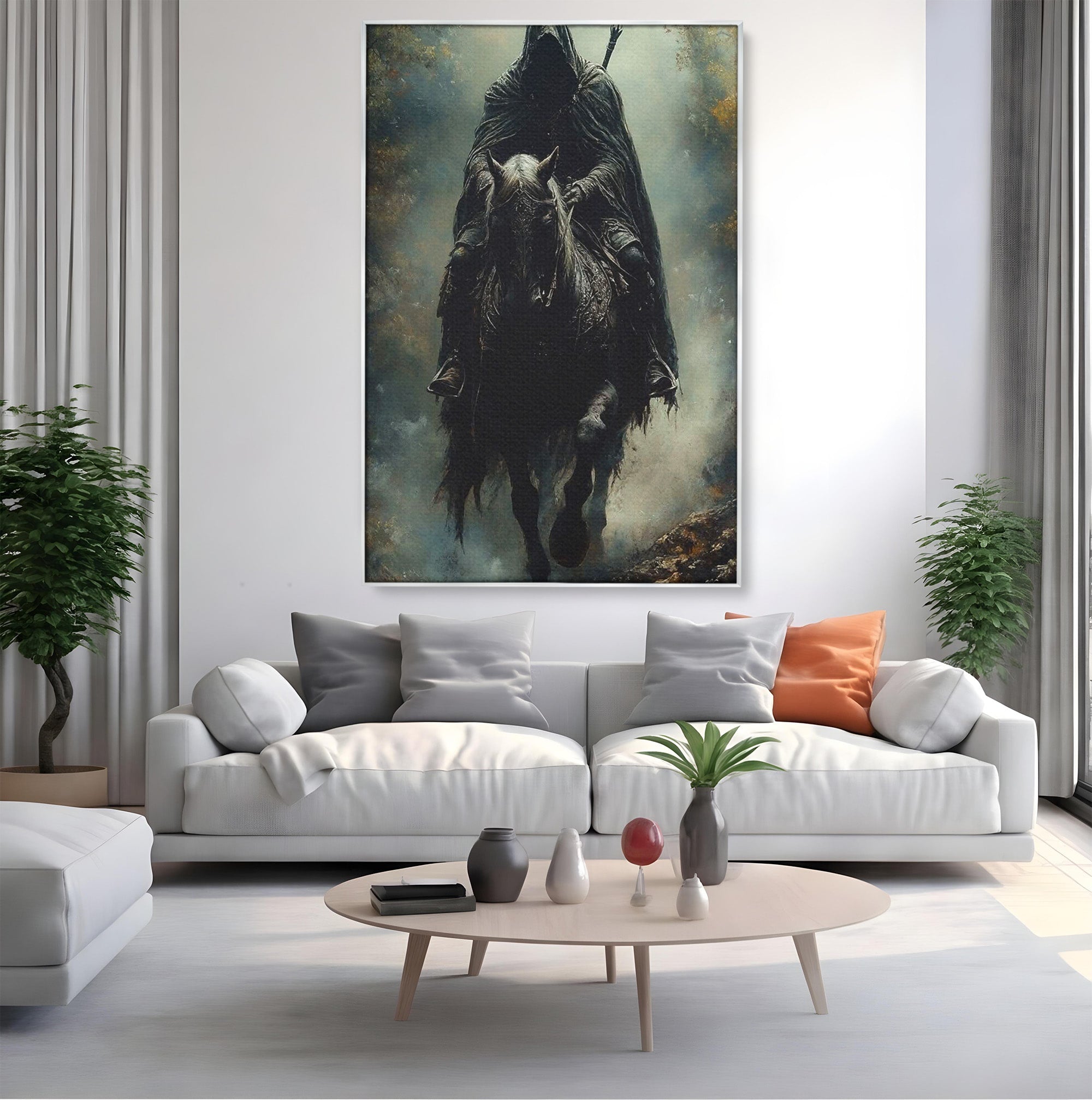 Tablou Canvas Premium LuxCanva® PI1152, Calaretul Misterios, Cavaler, Cal, Fantezie, Mister, Aventura, Living, Culori Vibrante