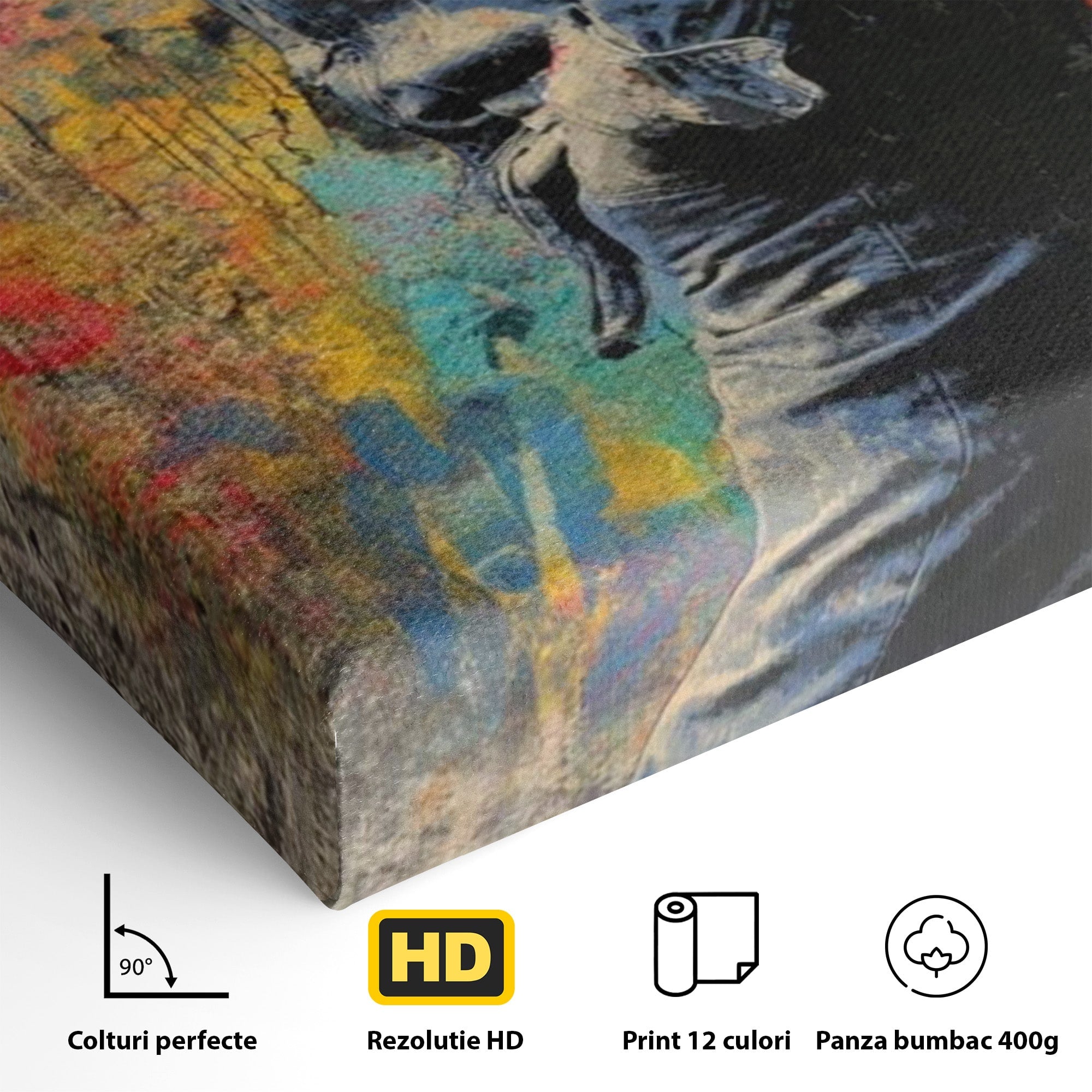 Tablou Canvas Premium LuxCanva® PI1153, Muzician Reggae In Miscare, Bob Marley, Impletituri, Arta Urbana, Vedeta, Living, Culori Vibrante
