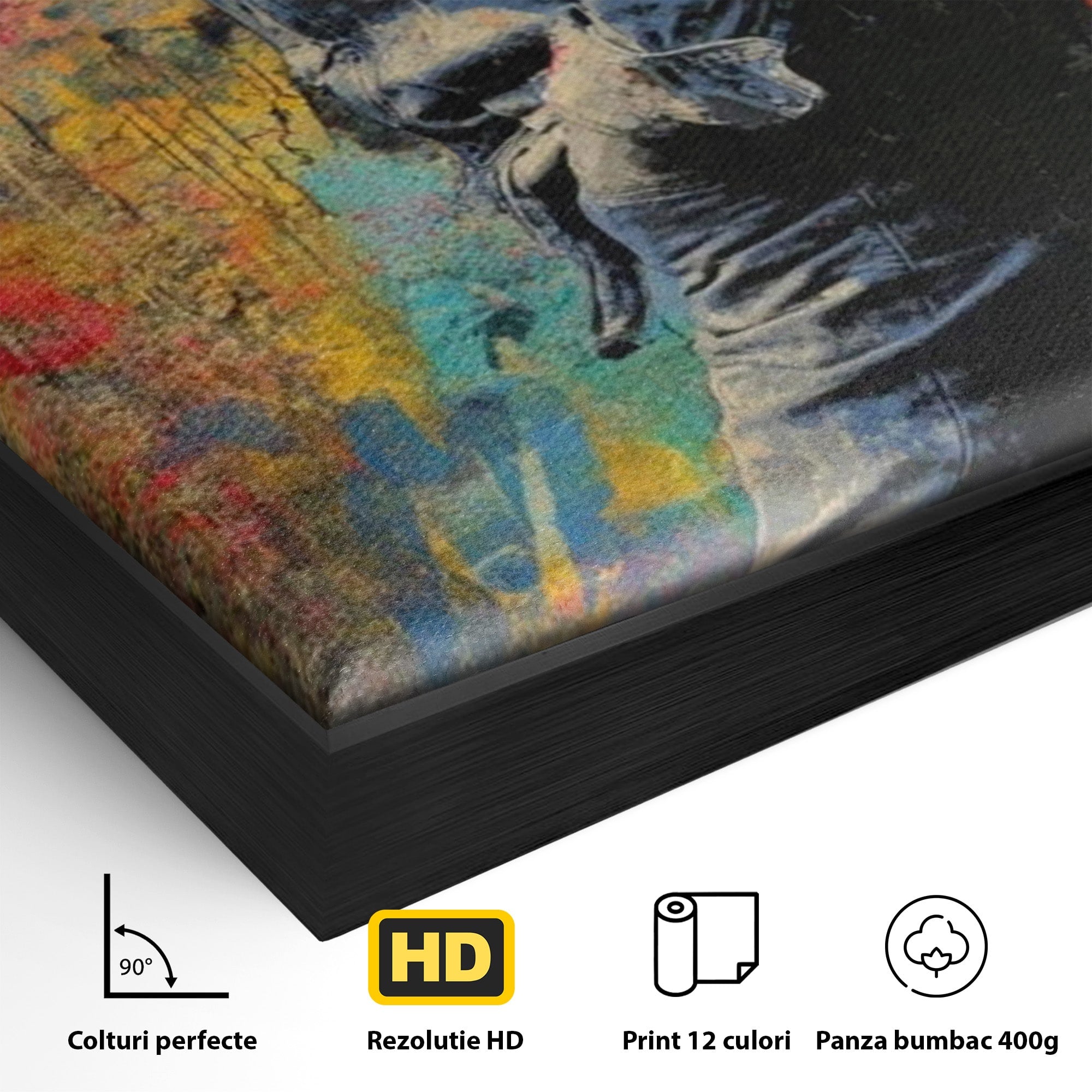 Tablou Canvas Premium LuxCanva® PI1153, Muzician Reggae In Miscare, Bob Marley, Impletituri, Arta Urbana, Vedeta, Living, Culori Vibrante