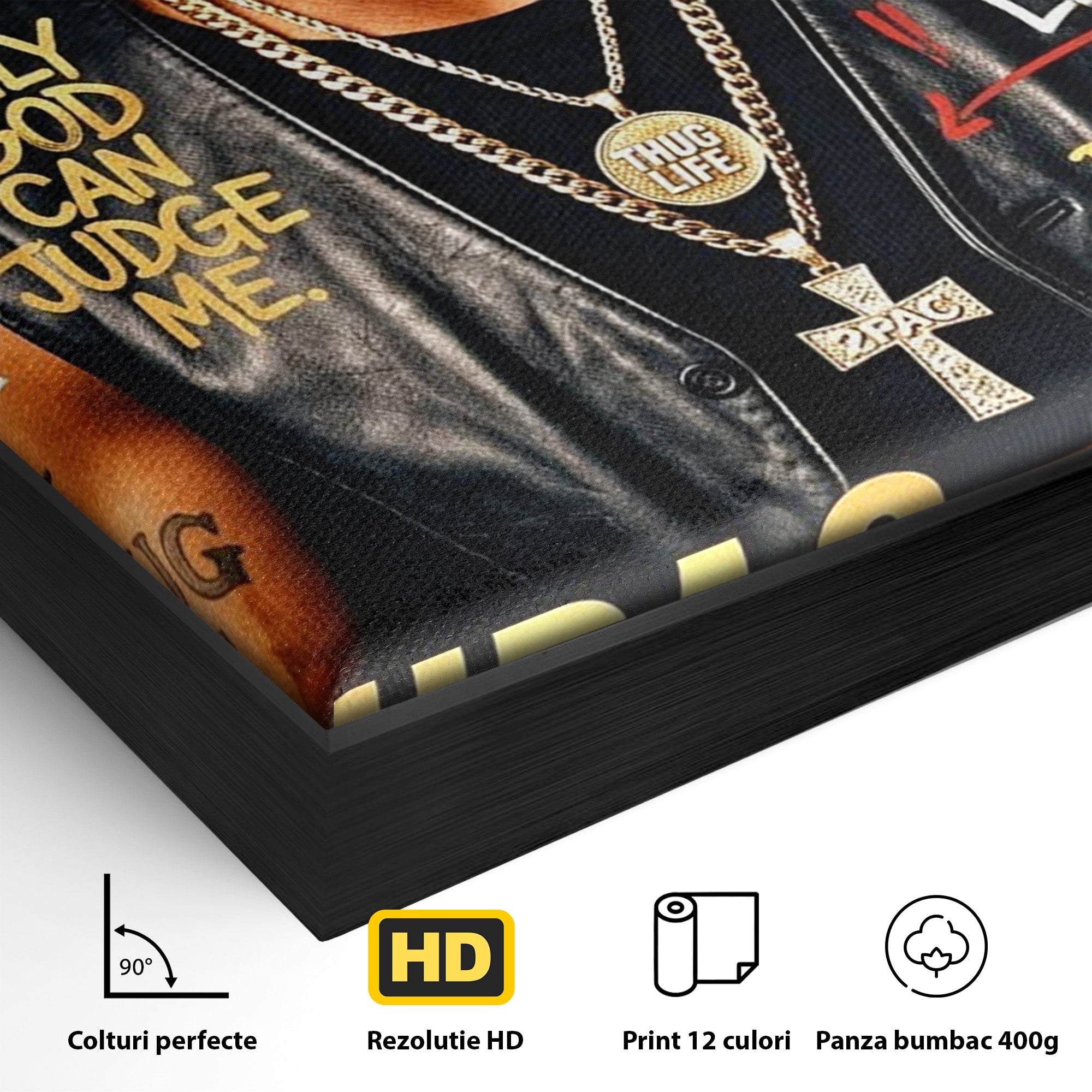 Tablou Canvas Premium LuxCanva® PI1154, Portret Tupac Shakur, Muzician, Legenda, Hip-Hop, Living, Culori Vibrante