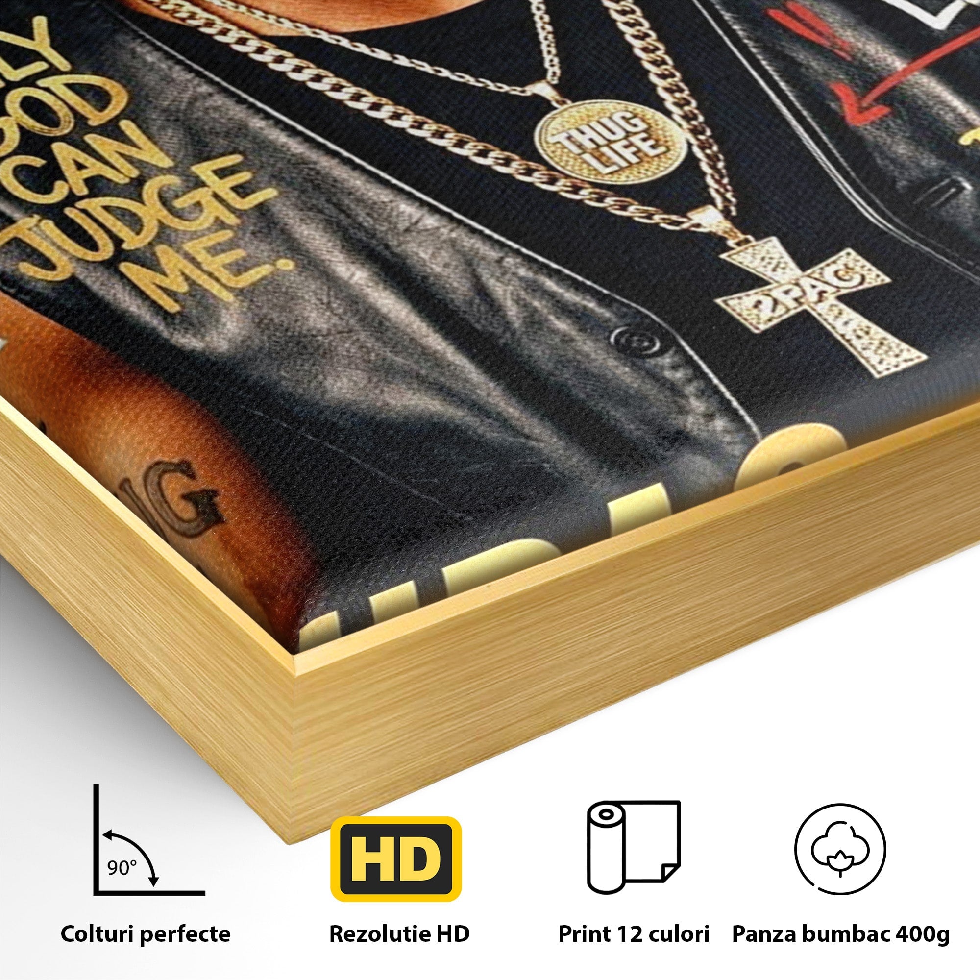 Tablou Canvas Premium LuxCanva® PI1154, Portret Tupac Shakur, Muzician, Legenda, Hip-Hop, Living, Culori Vibrante