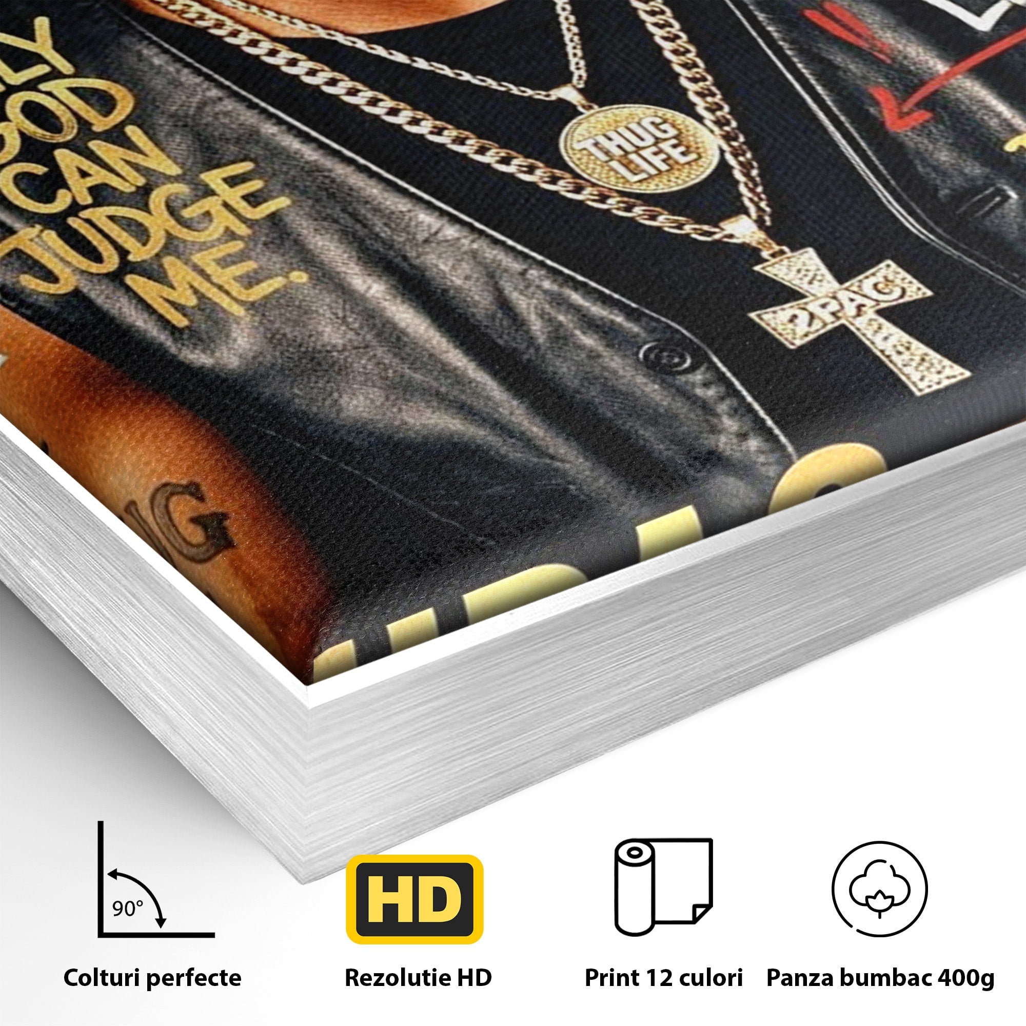 Tablou Canvas Premium LuxCanva® PI1154, Portret Tupac Shakur, Muzician, Legenda, Hip-Hop, Living, Culori Vibrante
