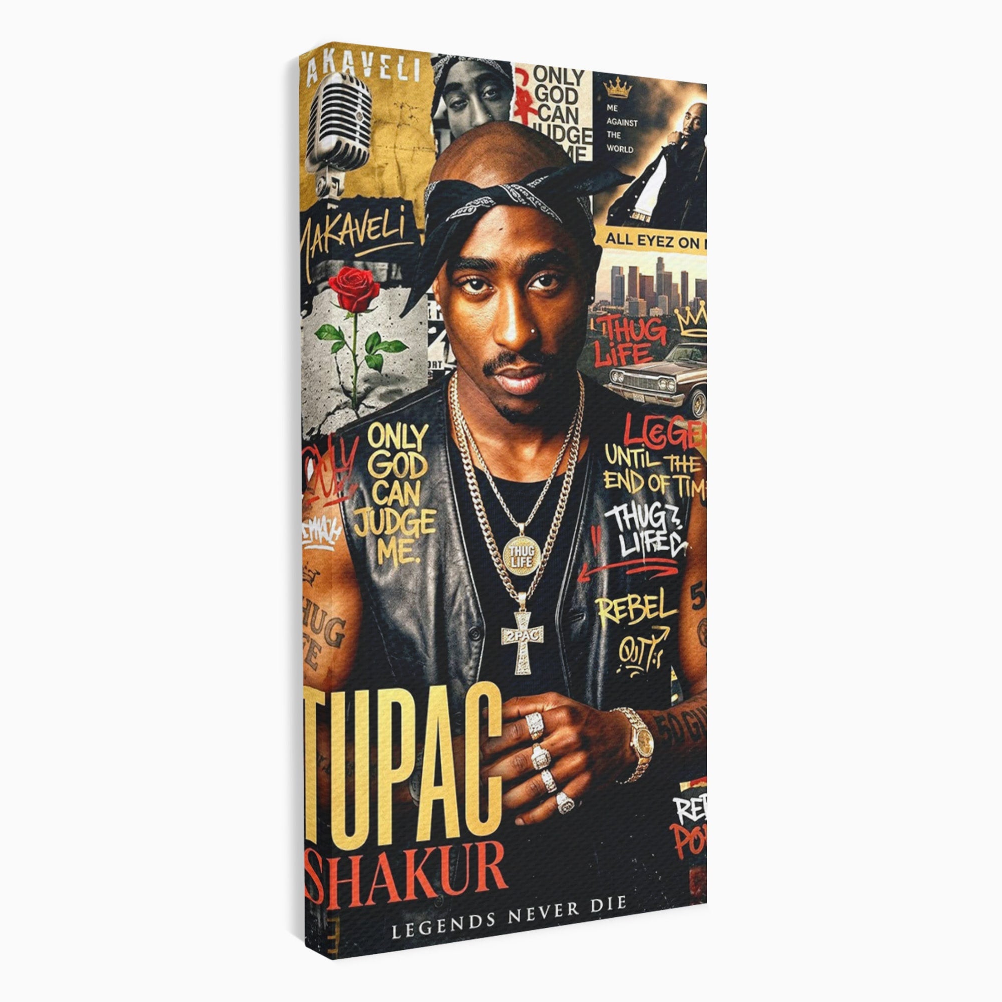 Tablou Canvas Premium LuxCanva® PI1154, Portret Tupac Shakur, Muzician, Legenda, Hip-Hop, Living, Culori Vibrante
