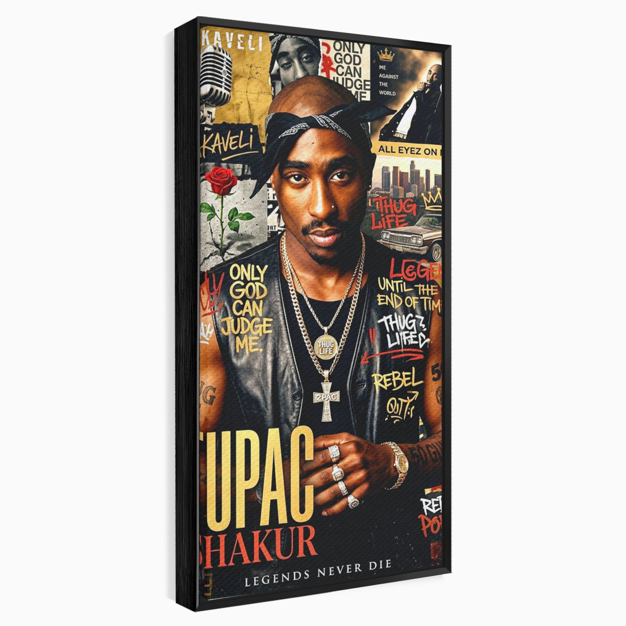 Tablou Canvas Premium LuxCanva® PI1154, Portret Tupac Shakur, Muzician, Legenda, Hip-Hop, Living, Culori Vibrante