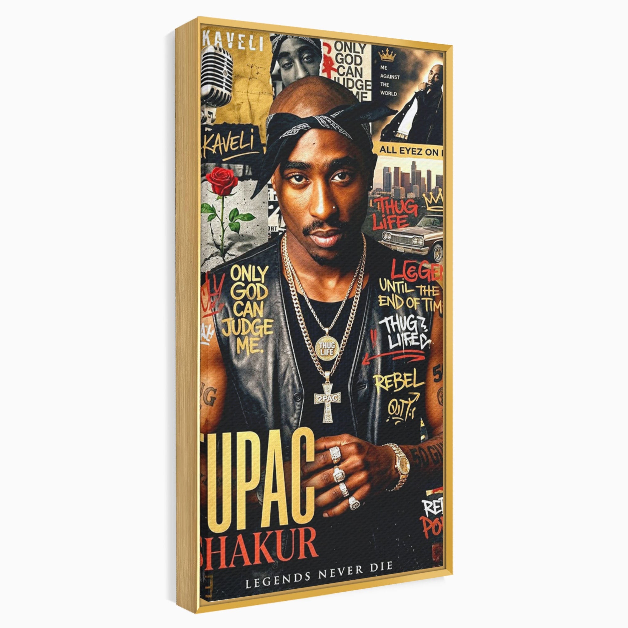 Tablou Canvas Premium LuxCanva® PI1154, Portret Tupac Shakur, Muzician, Legenda, Hip-Hop, Living, Culori Vibrante