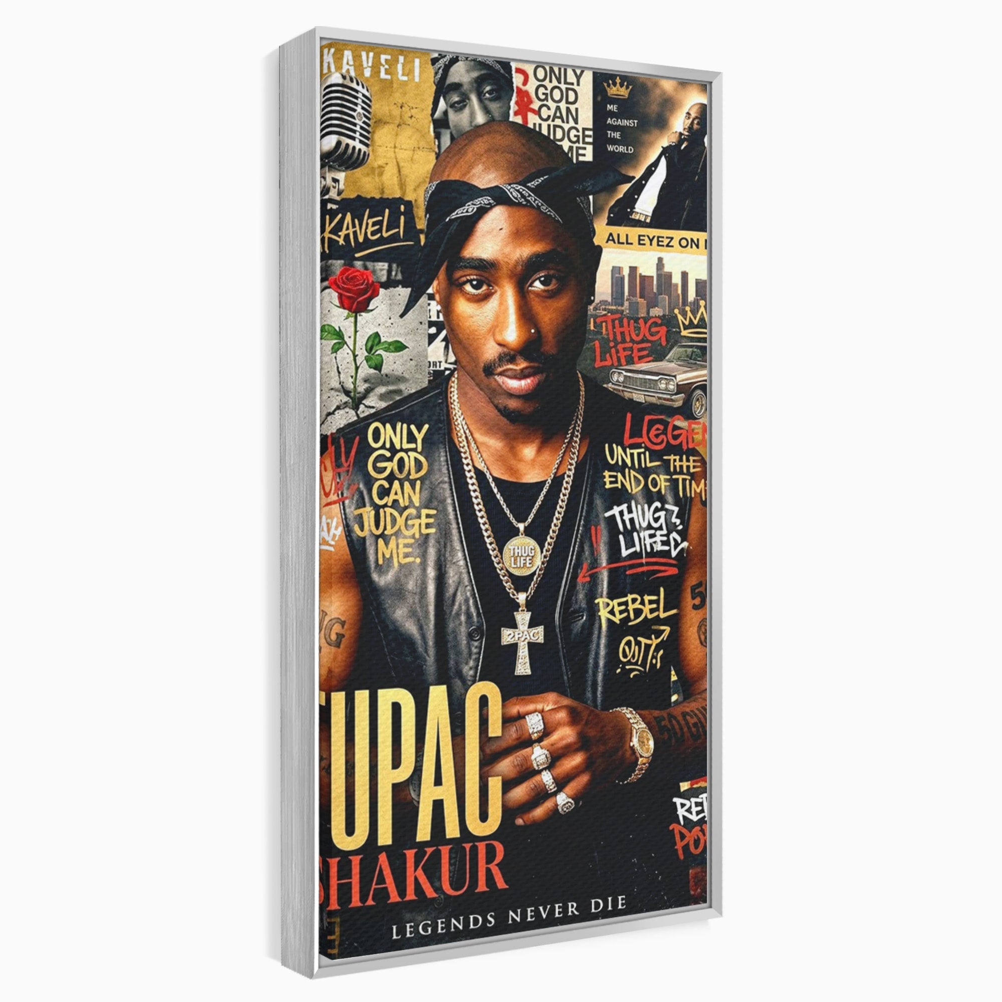Tablou Canvas Premium LuxCanva® PI1154, Portret Tupac Shakur, Muzician, Legenda, Hip-Hop, Living, Culori Vibrante