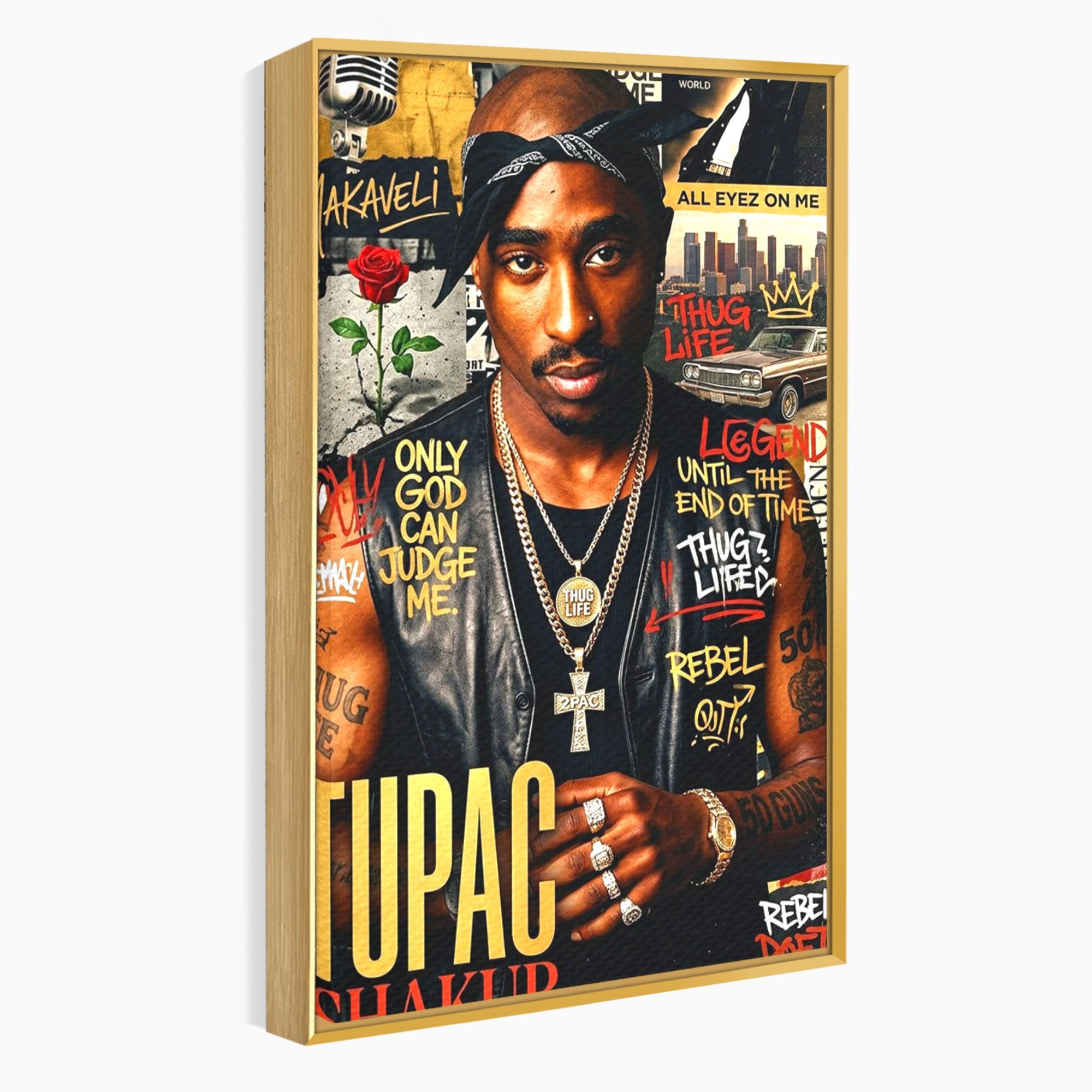 Tablou Canvas Premium LuxCanva® PI1154, Portret Tupac Shakur, Muzician, Legenda, Hip-Hop, Living, Culori Vibrante