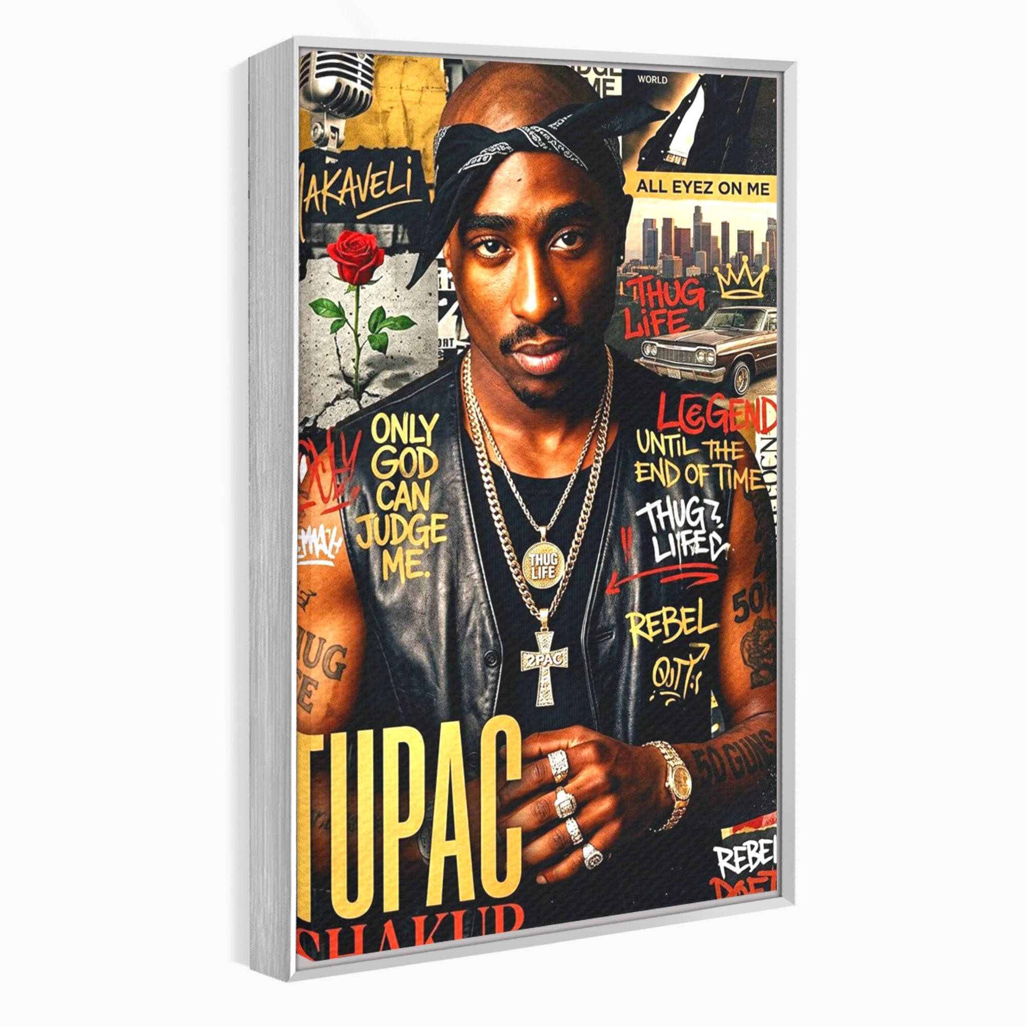 Tablou Canvas Premium LuxCanva® PI1154, Portret Tupac Shakur, Muzician, Legenda, Hip-Hop, Living, Culori Vibrante