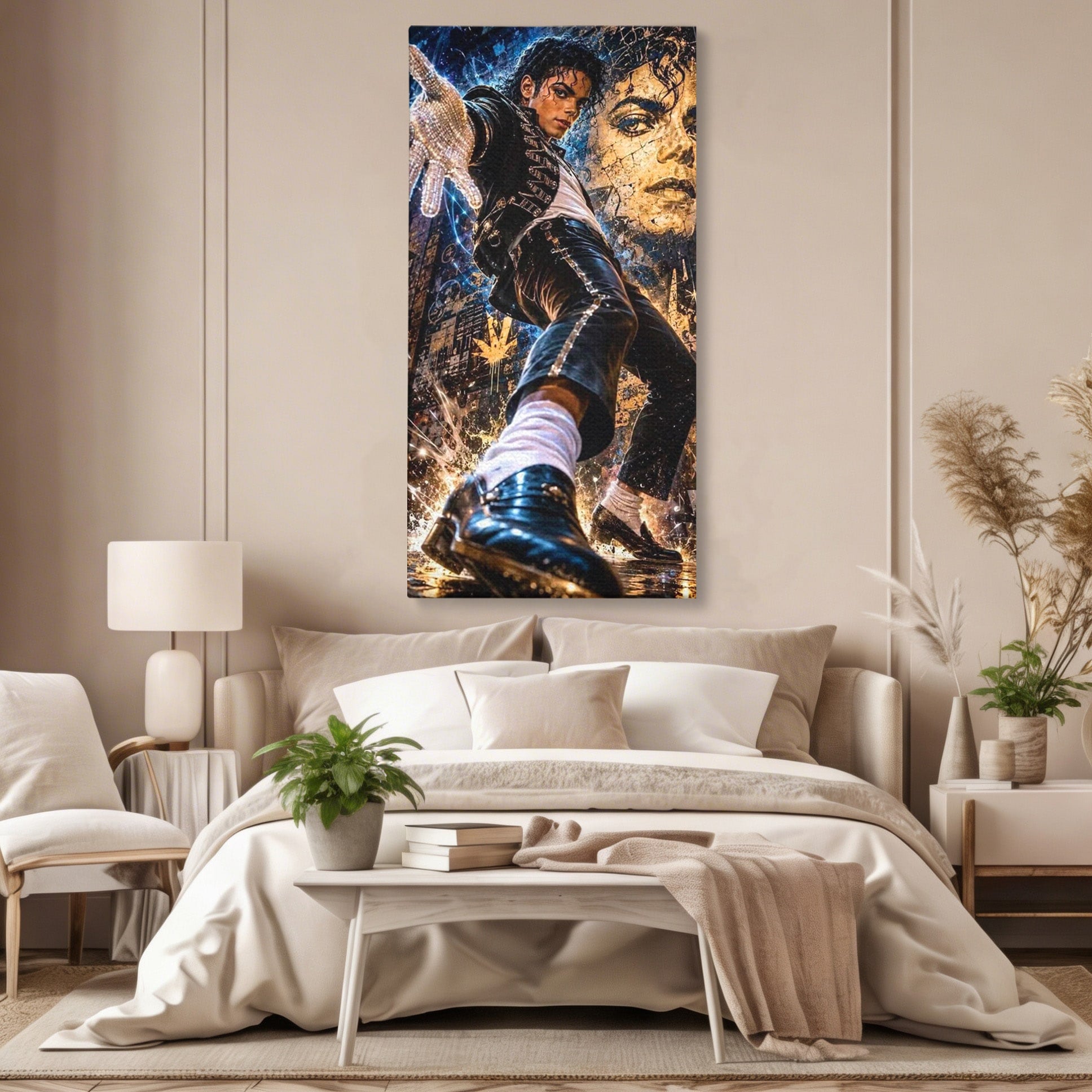 Tablou Canvas Premium LuxCanva® PI1155, Regele Pop, Muzician, Idol, Michael Jackson, Living, Energetic, Culori Vibrante