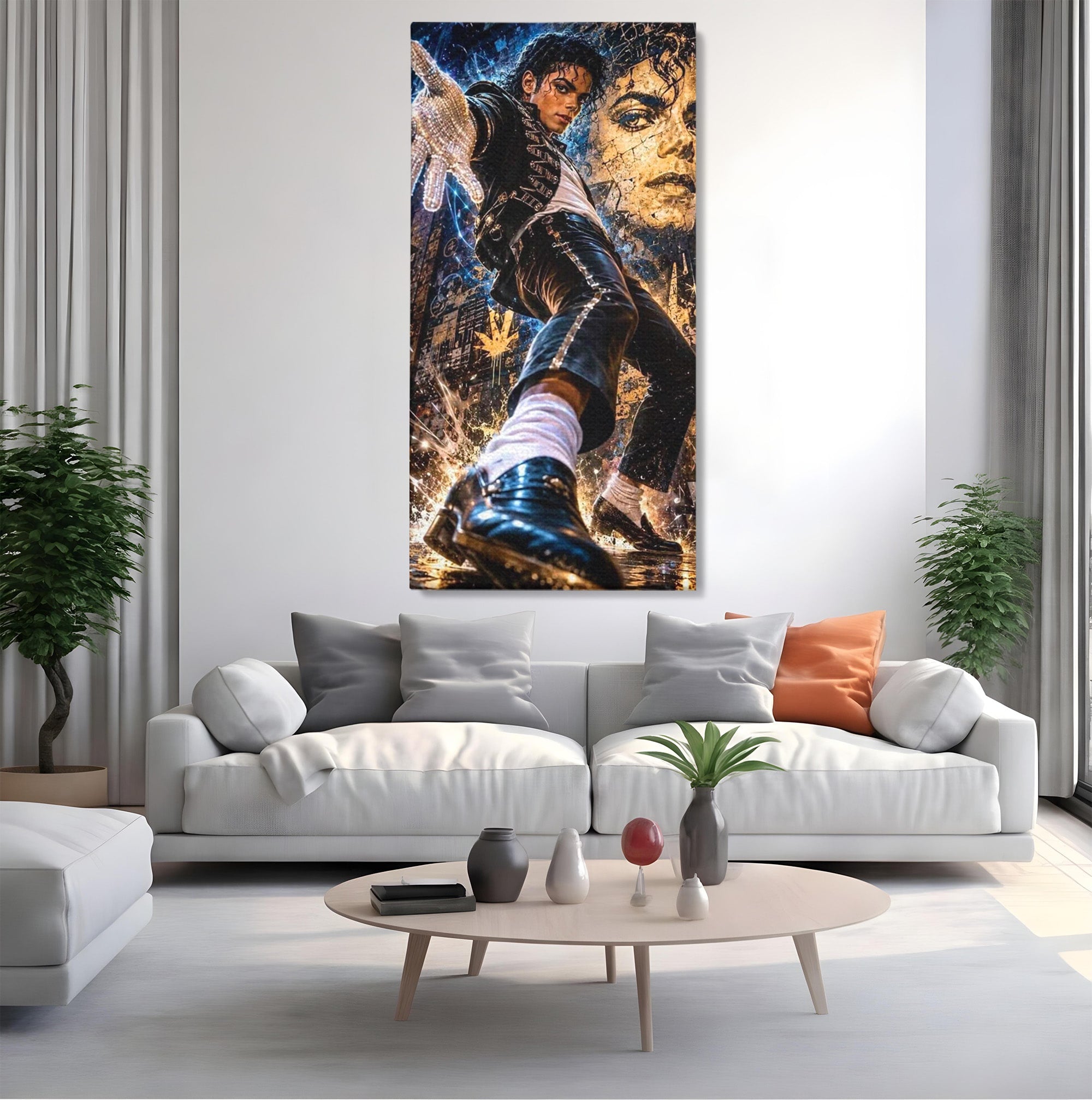 Tablou Canvas Premium LuxCanva® PI1155, Regele Pop, Muzician, Idol, Michael Jackson, Living, Energetic, Culori Vibrante
