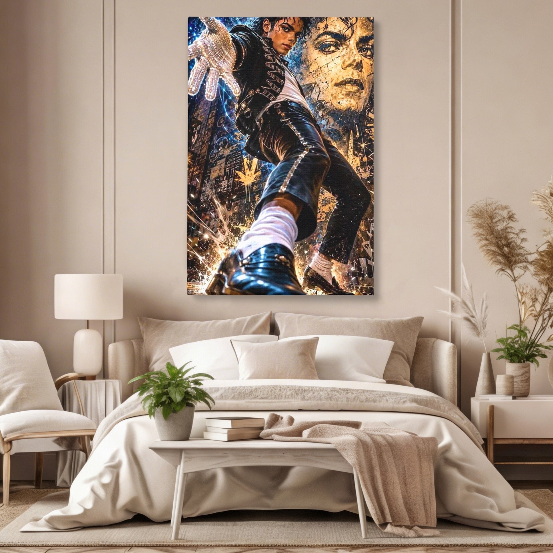Tablou Canvas Premium LuxCanva® PI1155, Regele Pop, Muzician, Idol, Michael Jackson, Living, Energetic, Culori Vibrante