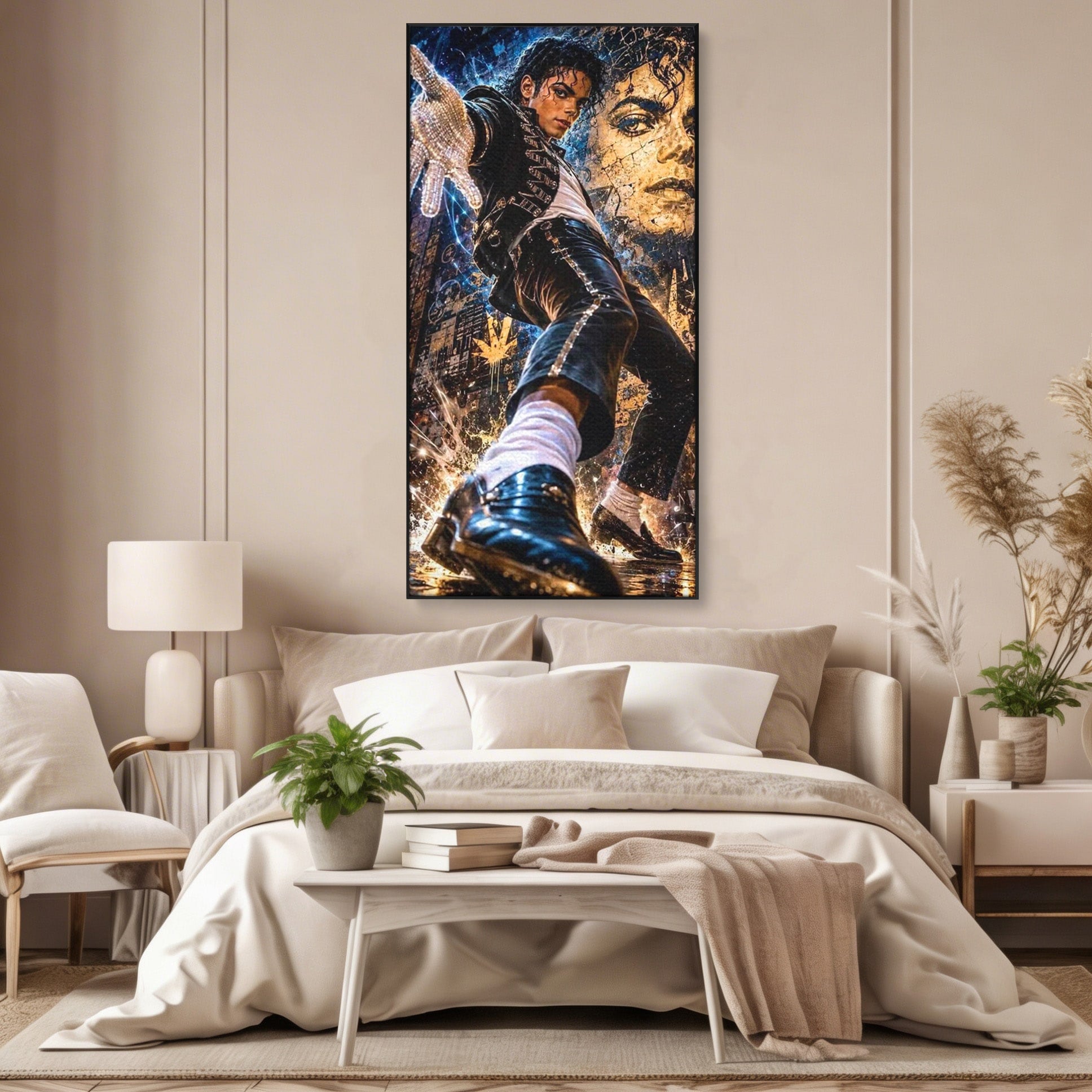 Tablou Canvas Premium LuxCanva® PI1155, Regele Pop, Muzician, Idol, Michael Jackson, Living, Energetic, Culori Vibrante