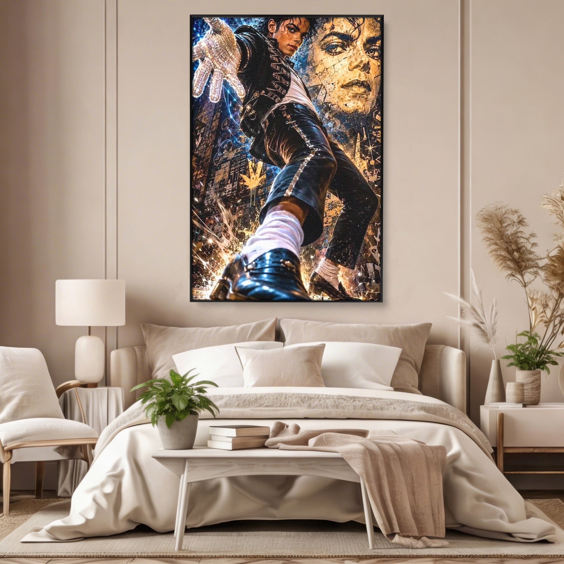 Tablou Canvas Premium LuxCanva® PI1155, Regele Pop, Muzician, Idol, Michael Jackson, Living, Energetic, Culori Vibrante