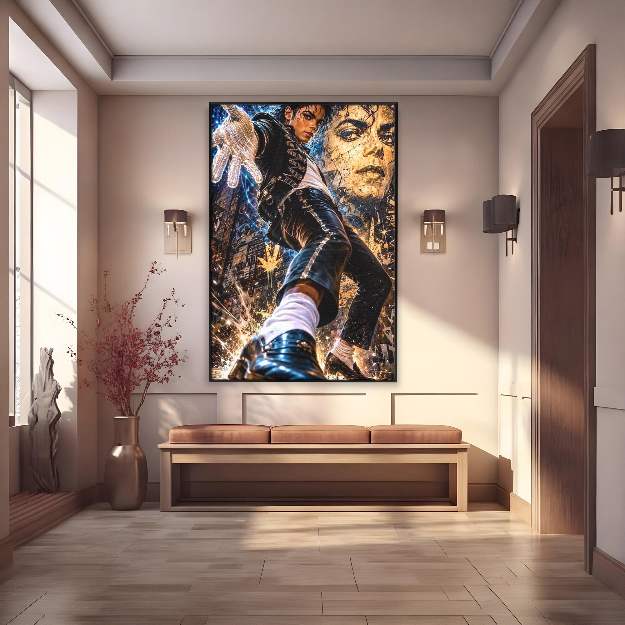 Tablou Canvas Premium LuxCanva® PI1155, Regele Pop, Muzician, Idol, Michael Jackson, Living, Energetic, Culori Vibrante