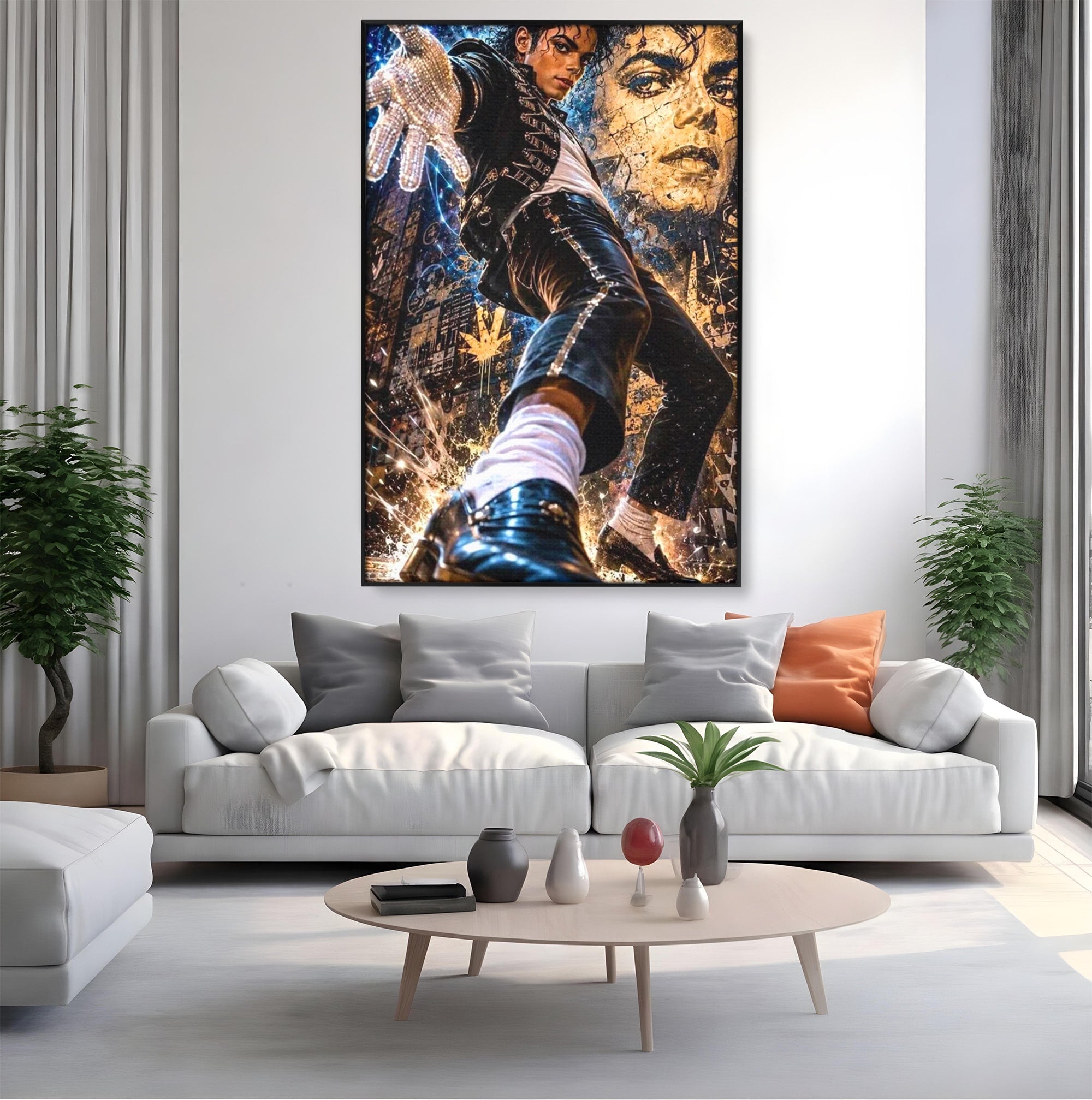 Tablou Canvas Premium LuxCanva® PI1155, Regele Pop, Muzician, Idol, Michael Jackson, Living, Energetic, Culori Vibrante