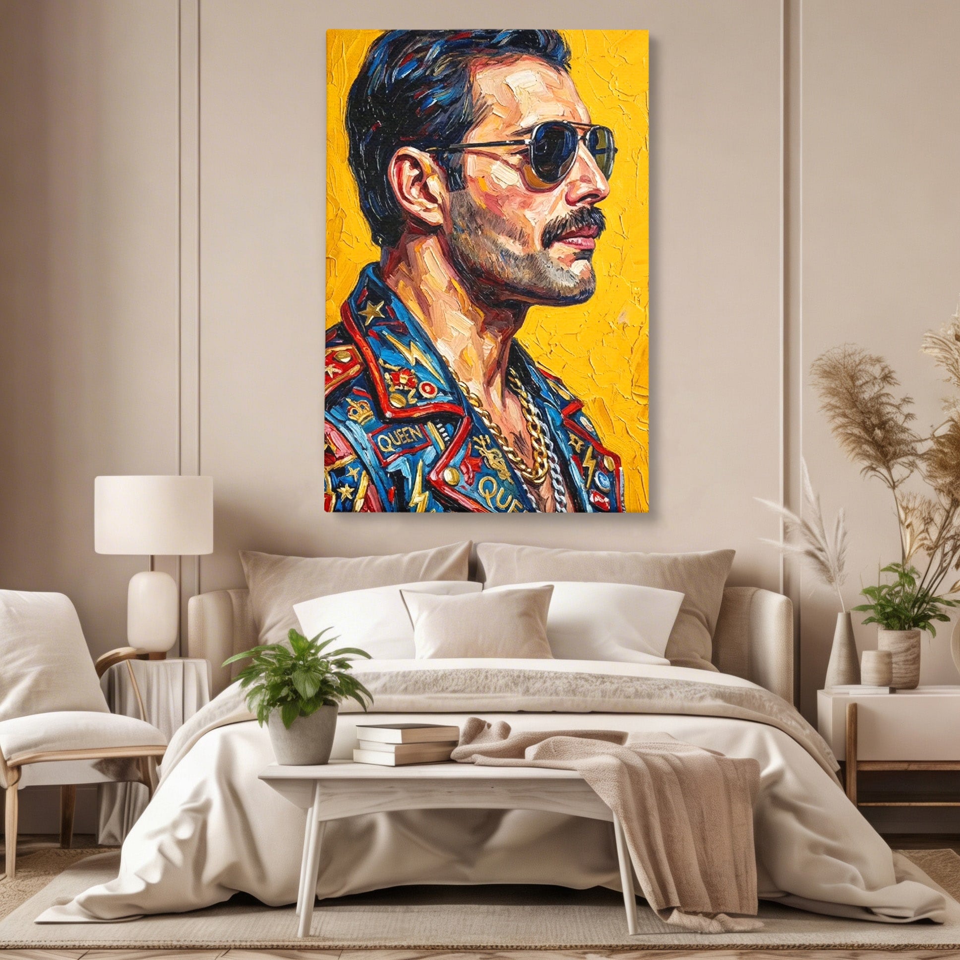 Tablou Canvas Premium LuxCanva® PI1156, Legenda Freddie Mercury , Muzician, Portret, Rock, Living, Idol, Culori Vibrante
