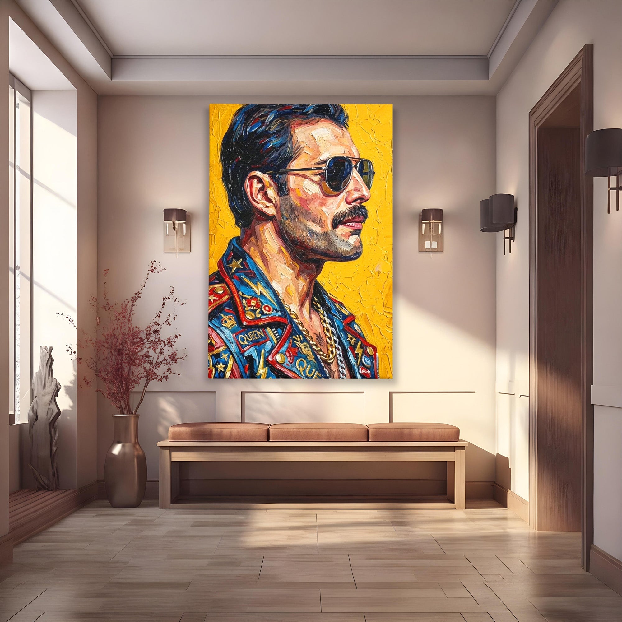 Tablou Canvas Premium LuxCanva® PI1156, Legenda Freddie Mercury , Muzician, Portret, Rock, Living, Idol, Culori Vibrante