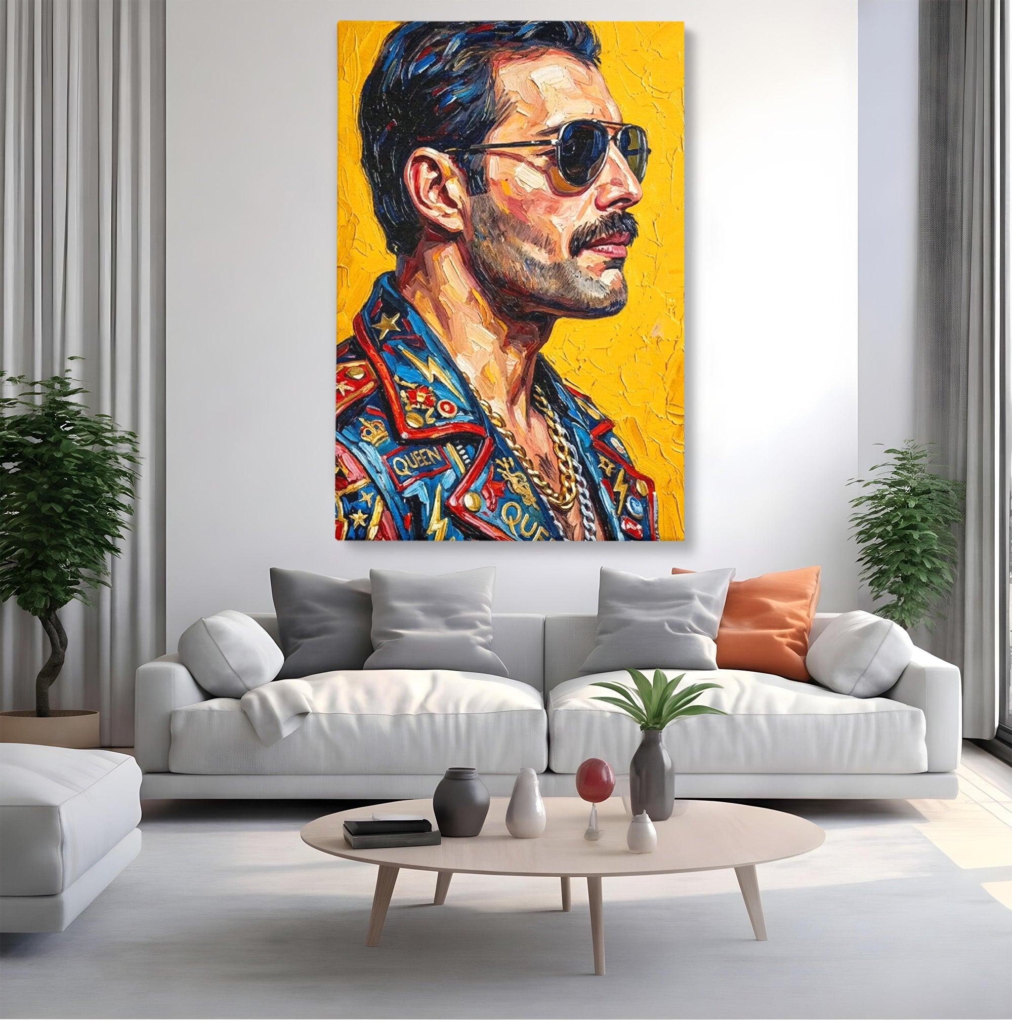 Tablou Canvas Premium LuxCanva® PI1156, Legenda Freddie Mercury , Muzician, Portret, Rock, Living, Idol, Culori Vibrante