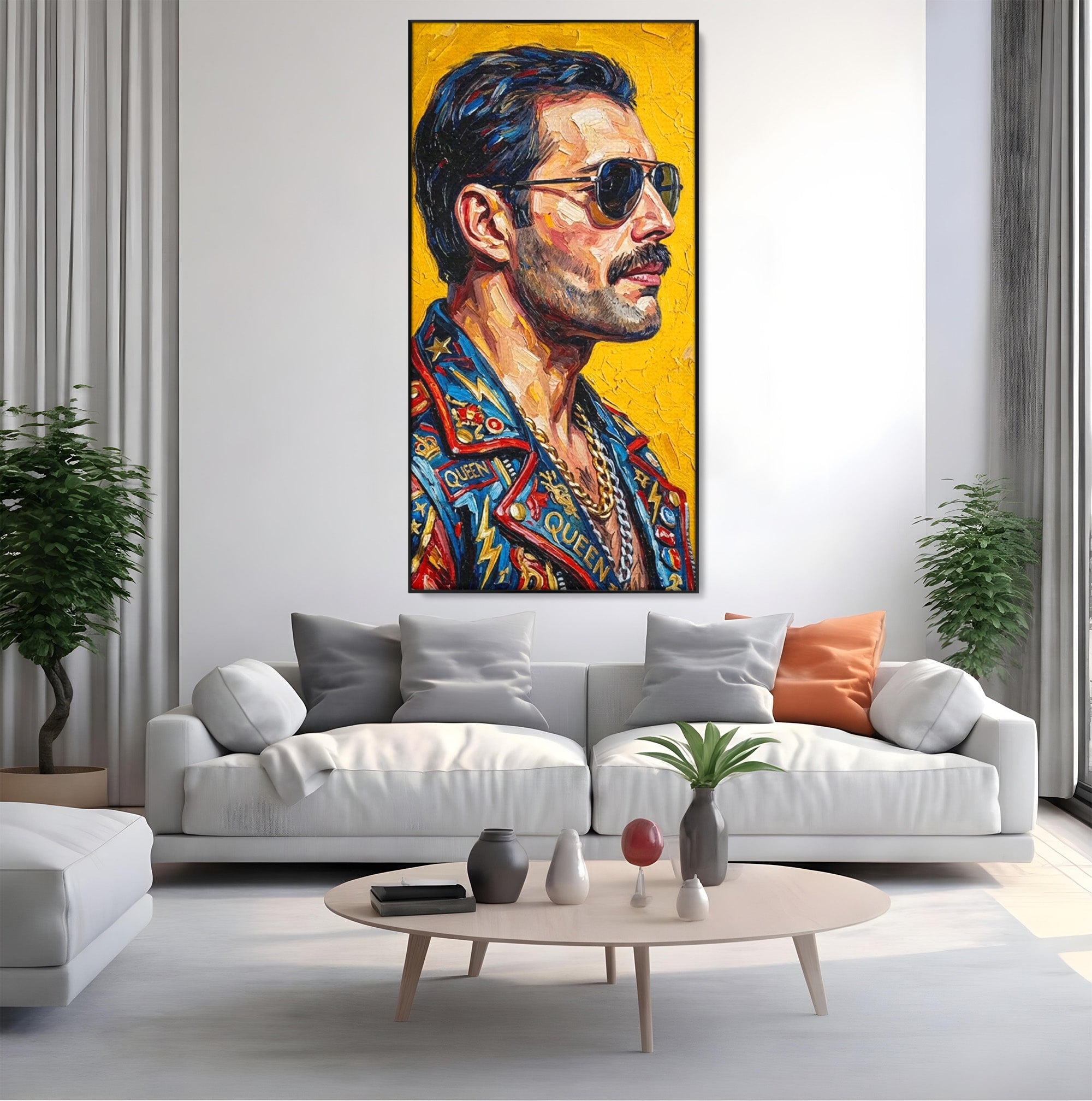 Tablou Canvas Premium LuxCanva® PI1156, Legenda Freddie Mercury , Muzician, Portret, Rock, Living, Idol, Culori Vibrante