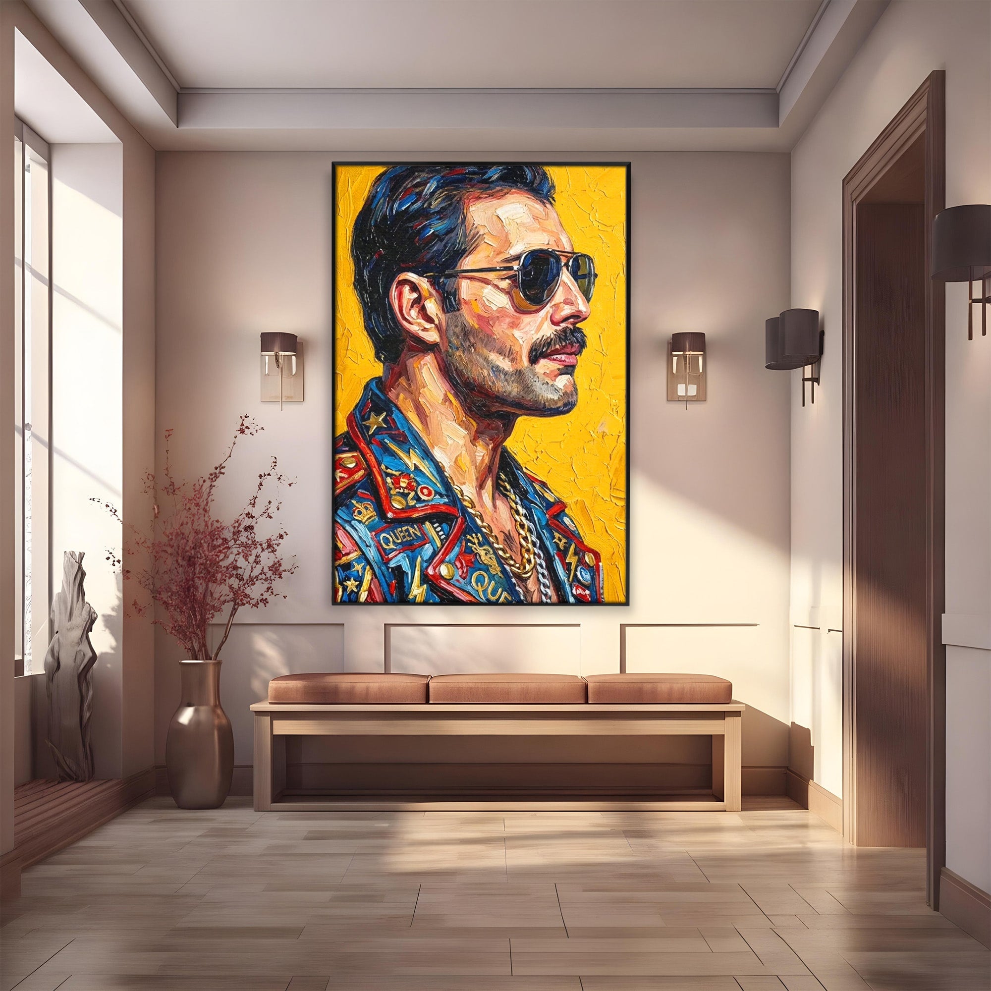 Tablou Canvas Premium LuxCanva® PI1156, Legenda Freddie Mercury , Muzician, Portret, Rock, Living, Idol, Culori Vibrante
