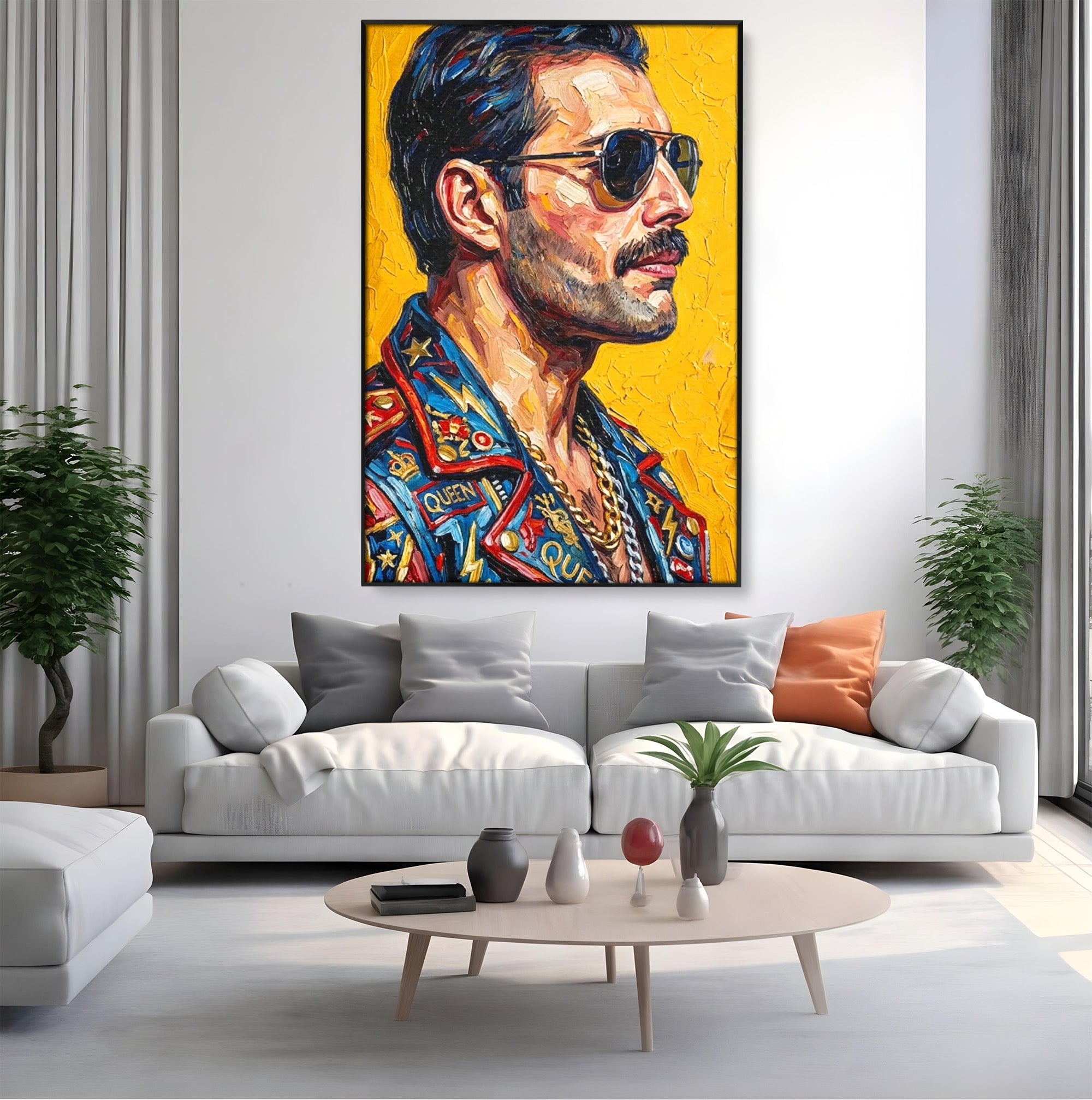 Tablou Canvas Premium LuxCanva® PI1156, Legenda Freddie Mercury , Muzician, Portret, Rock, Living, Idol, Culori Vibrante