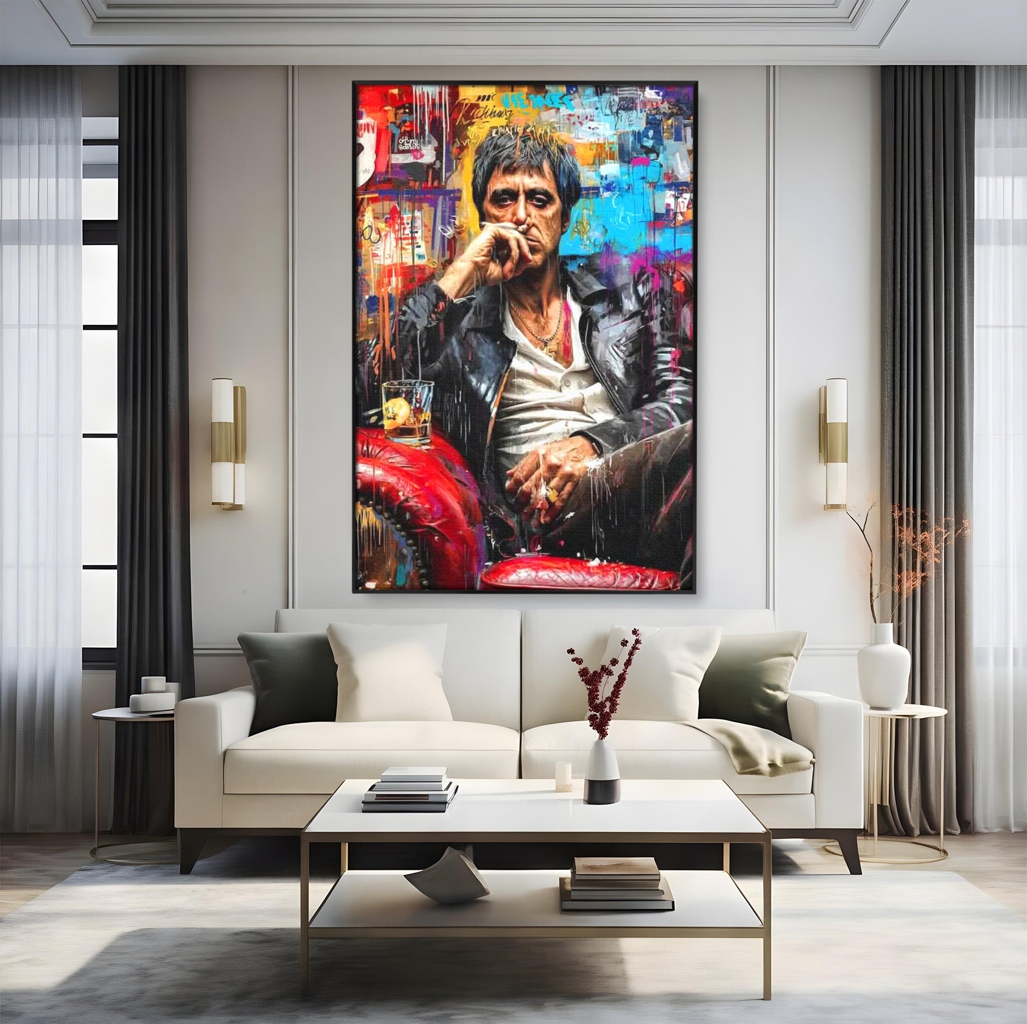 Tablou Canvas Premium LuxCanva® PI1157, Gangster Contemplativ, Al Pacino, Actor, Contemplare, Living, Culori Puternice, Culori Vibrante