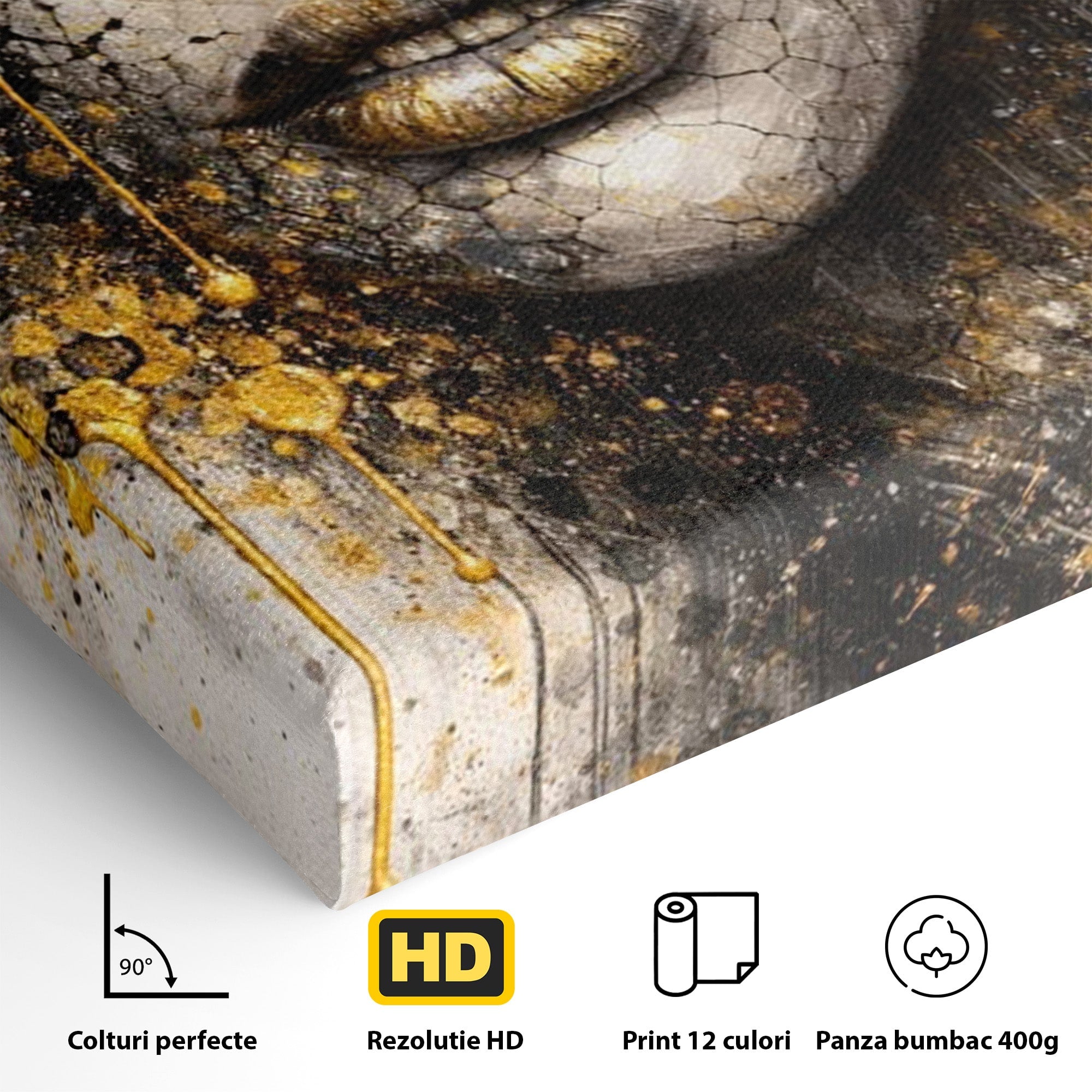 Tablou Canvas Premium LuxCanva® PI1158, Regina Aurie, Portret, Abstract, Femeie, Arta, Birou, Culori Vibrante