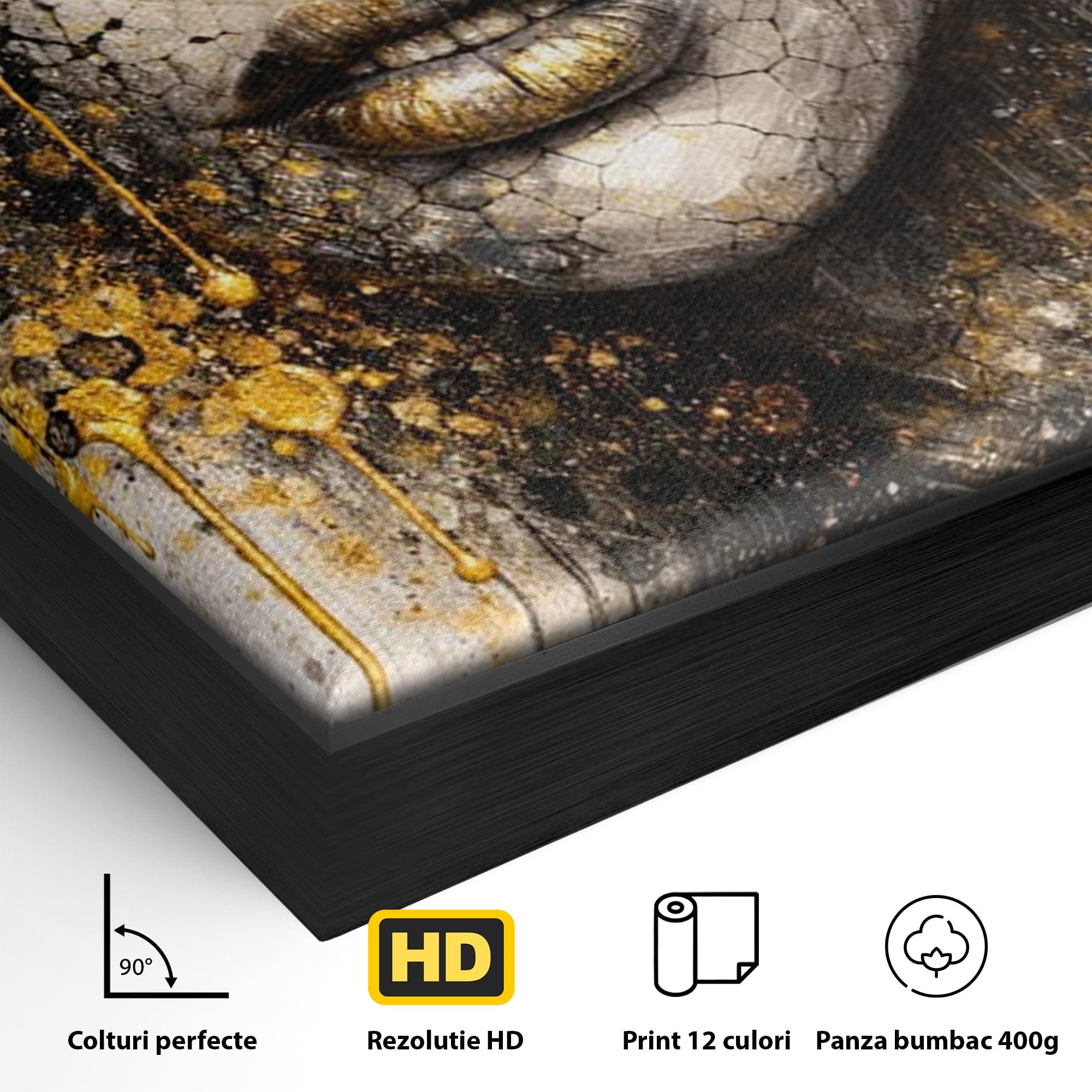 Tablou Canvas Premium LuxCanva® PI1158, Regina Aurie, Portret, Abstract, Femeie, Arta, Birou, Culori Vibrante