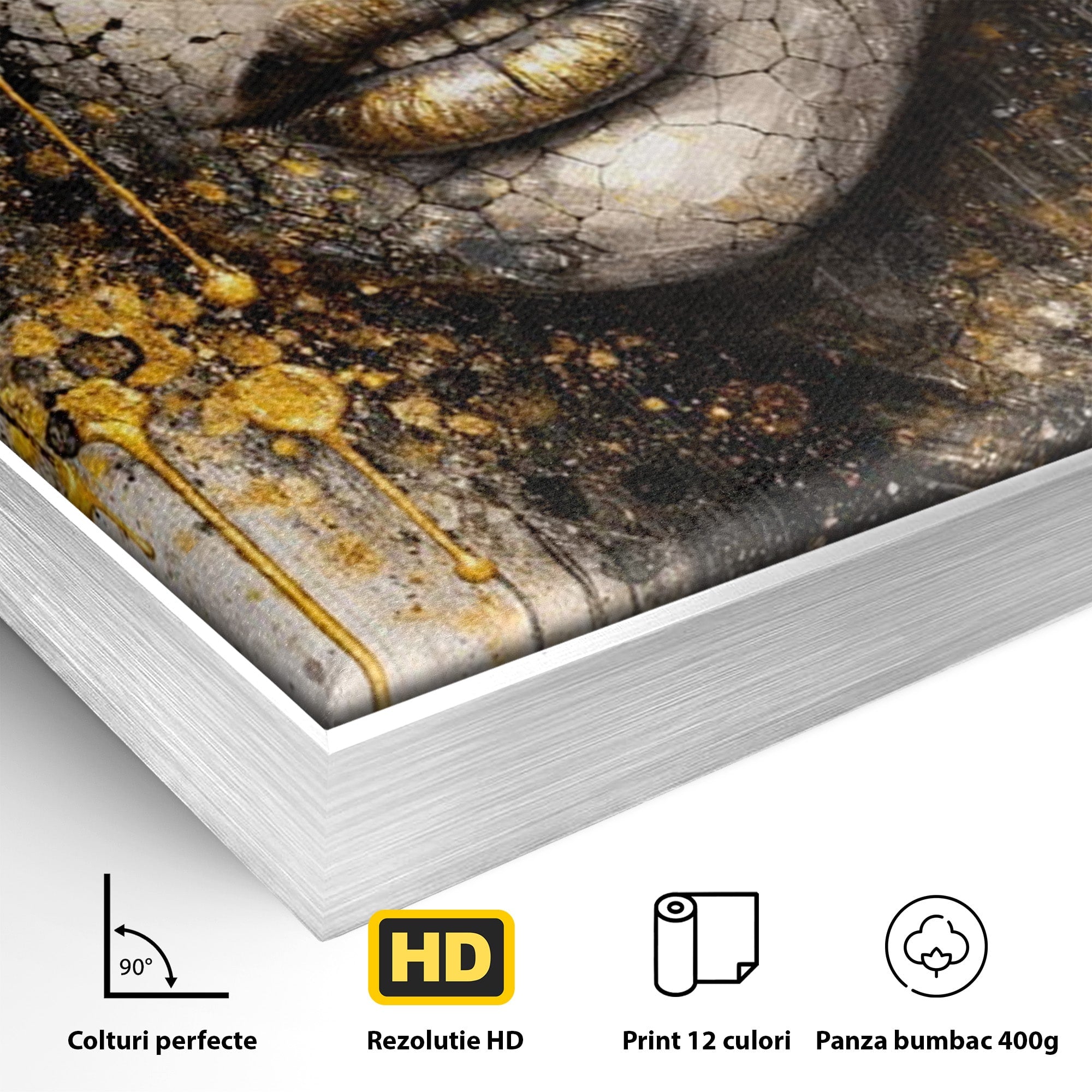 Tablou Canvas Premium LuxCanva® PI1158, Regina Aurie, Portret, Abstract, Femeie, Arta, Birou, Culori Vibrante