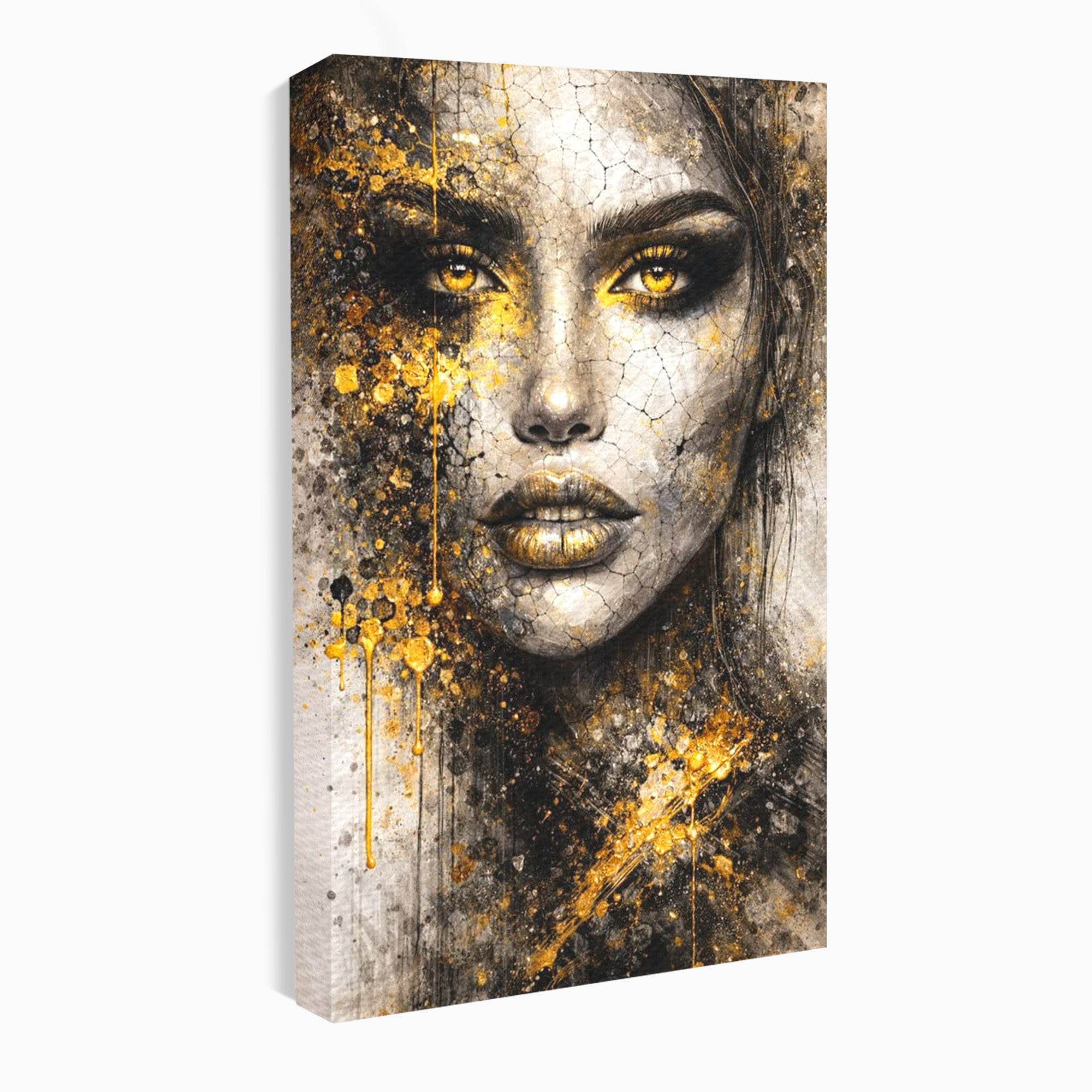 Tablou Canvas Premium LuxCanva® PI1158, Regina Aurie, Portret, Abstract, Femeie, Arta, Birou, Culori Vibrante
