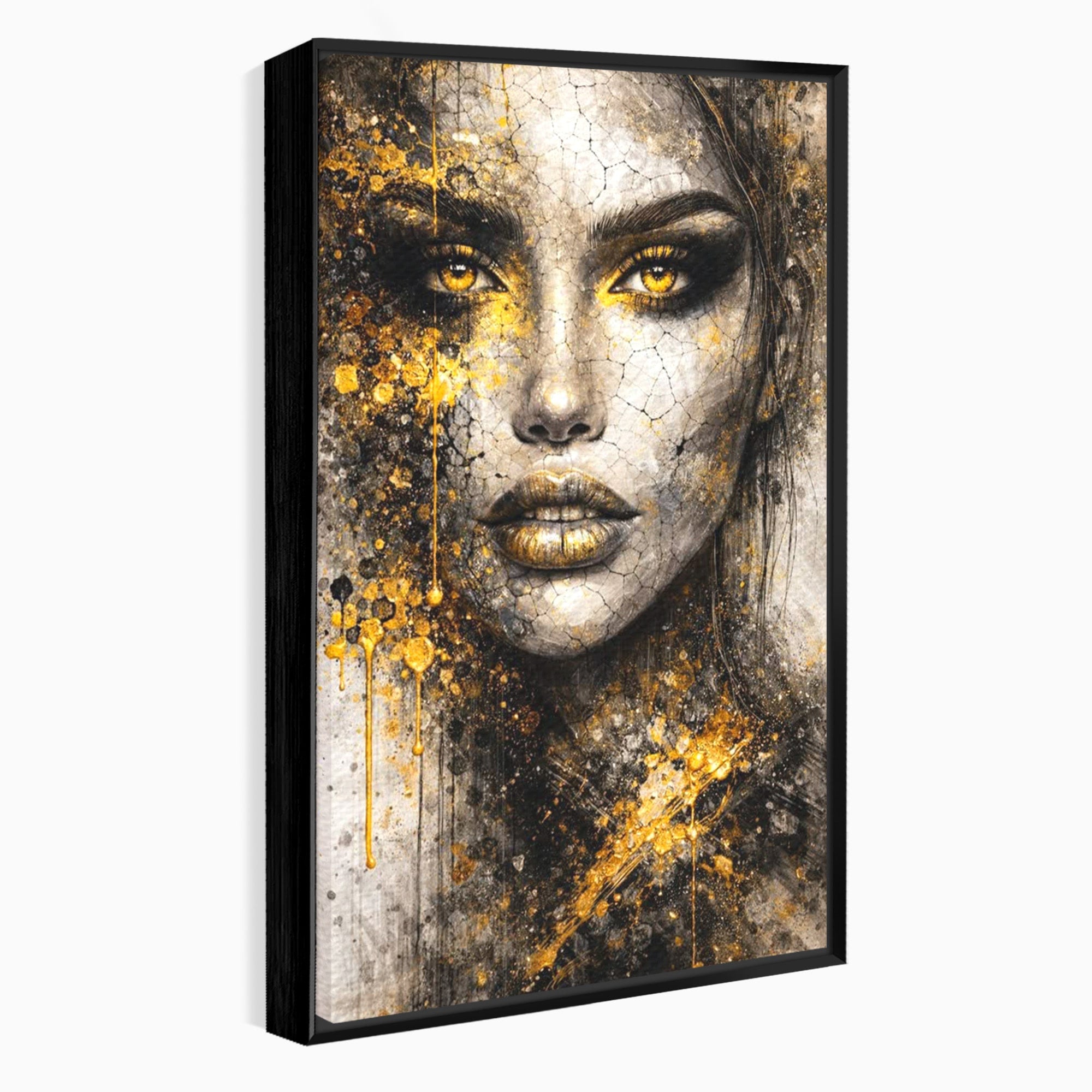 Tablou Canvas Premium LuxCanva® PI1158, Regina Aurie, Portret, Abstract, Femeie, Arta, Birou, Culori Vibrante