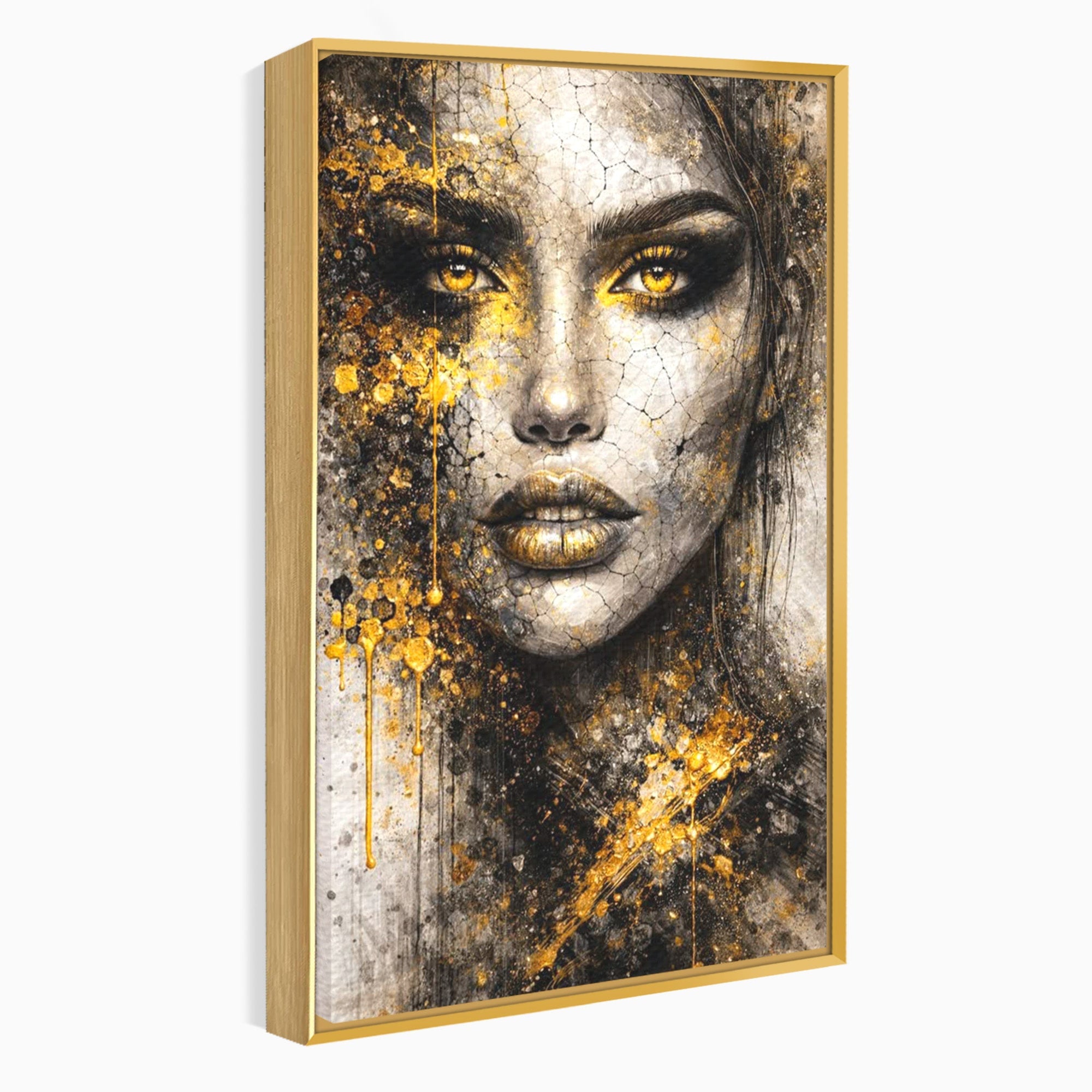 Tablou Canvas Premium LuxCanva® PI1158, Regina Aurie, Portret, Abstract, Femeie, Arta, Birou, Culori Vibrante