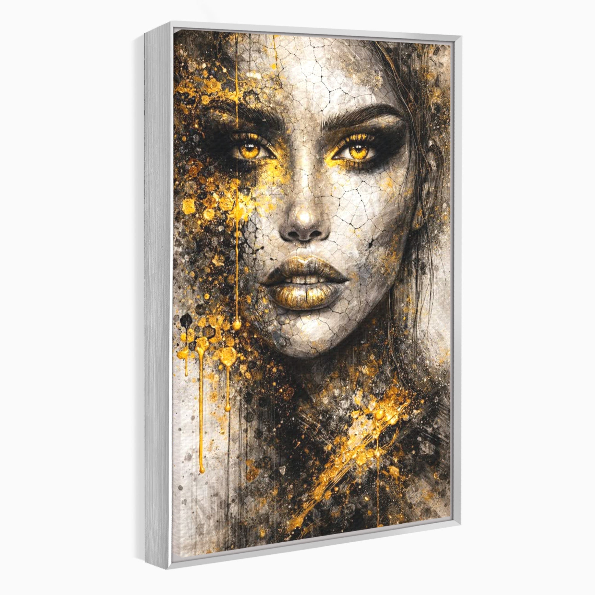 Tablou Canvas Premium LuxCanva® PI1158, Regina Aurie, Portret, Abstract, Femeie, Arta, Birou, Culori Vibrante