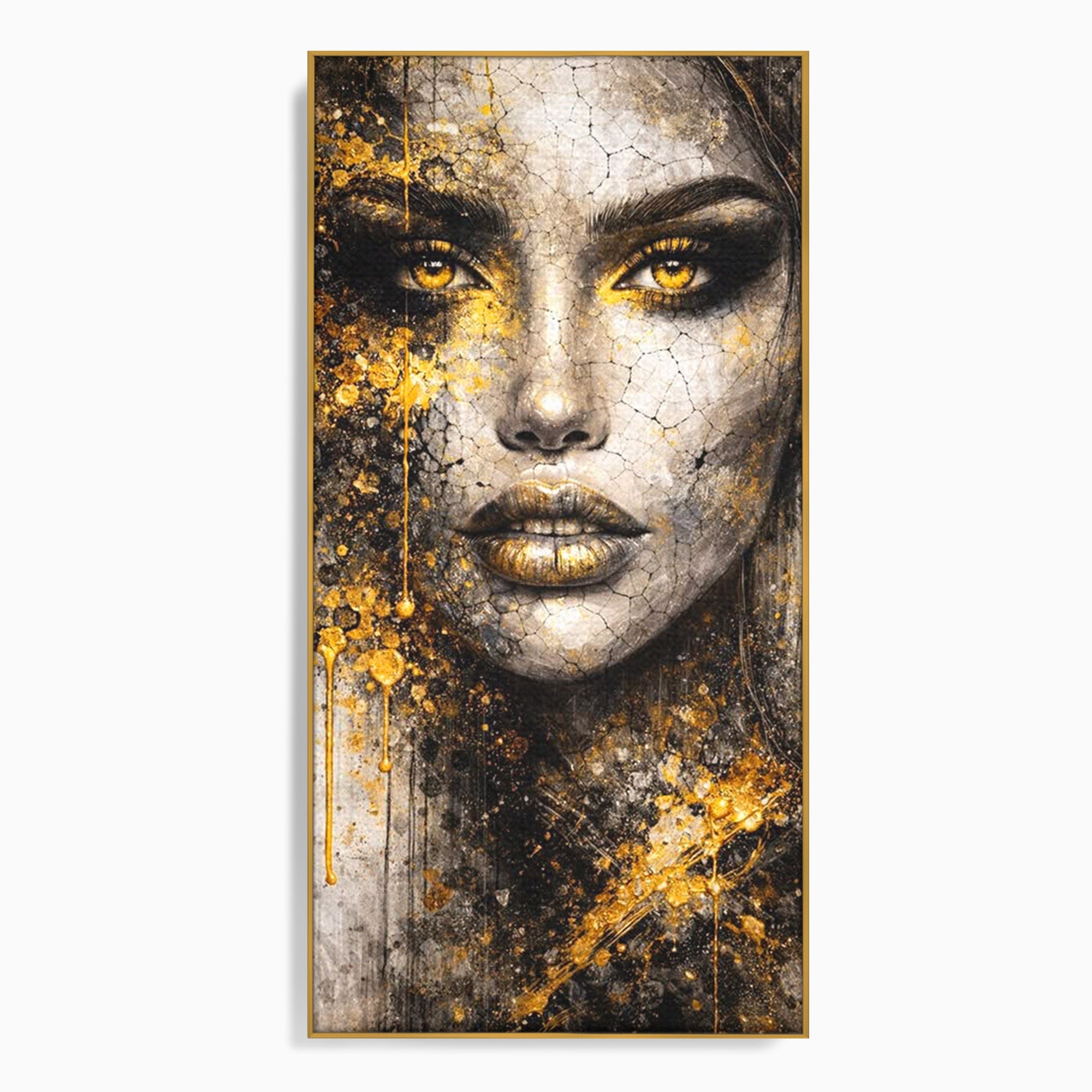 Tablou Canvas Premium LuxCanva® PI1158, Regina Aurie, Portret, Abstract, Femeie, Arta, Birou, Culori Vibrante