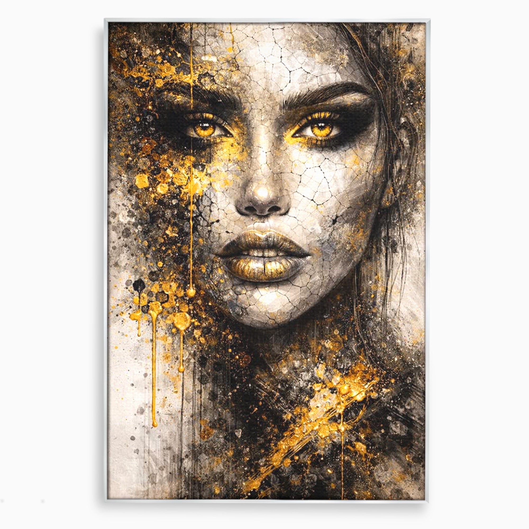 Tablou Canvas Premium LuxCanva® PI1158, Regina Aurie, Portret, Abstract, Femeie, Arta, Birou, Culori Vibrante
