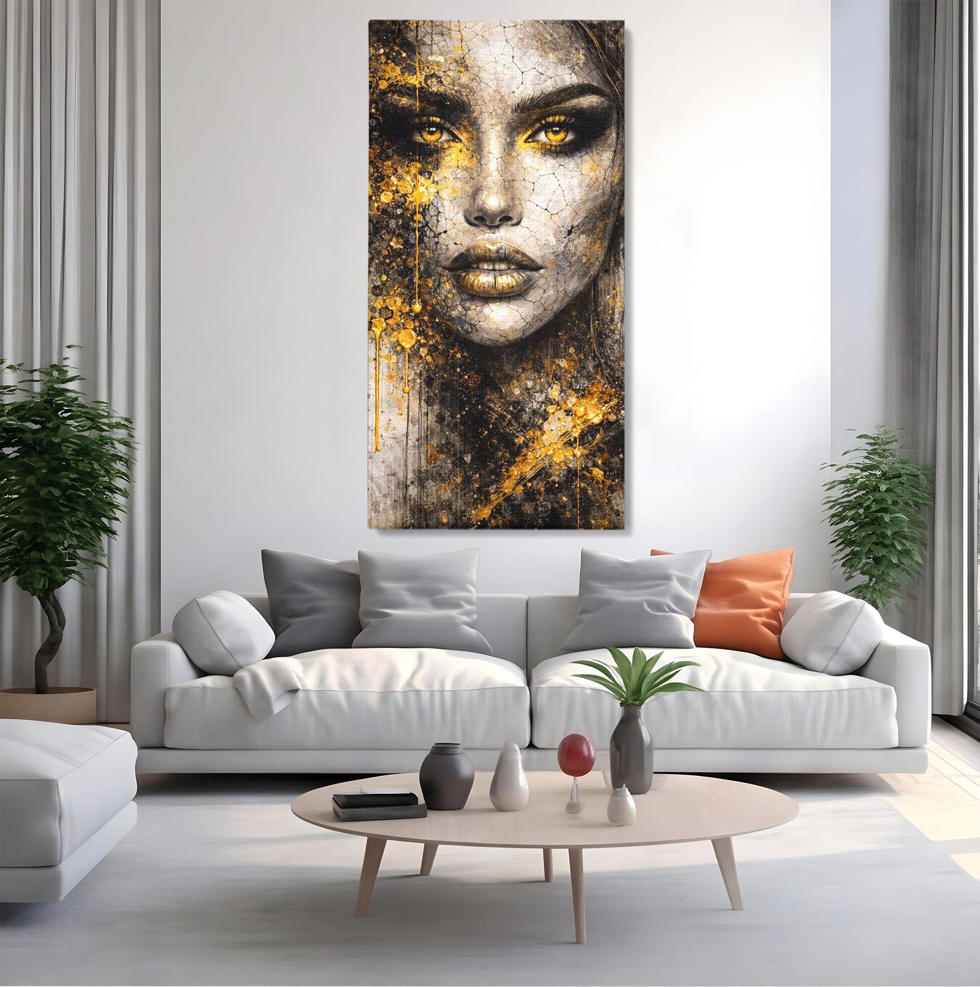 Tablou Canvas Premium LuxCanva® PI1158, Regina Aurie, Portret, Abstract, Femeie, Arta, Birou, Culori Vibrante